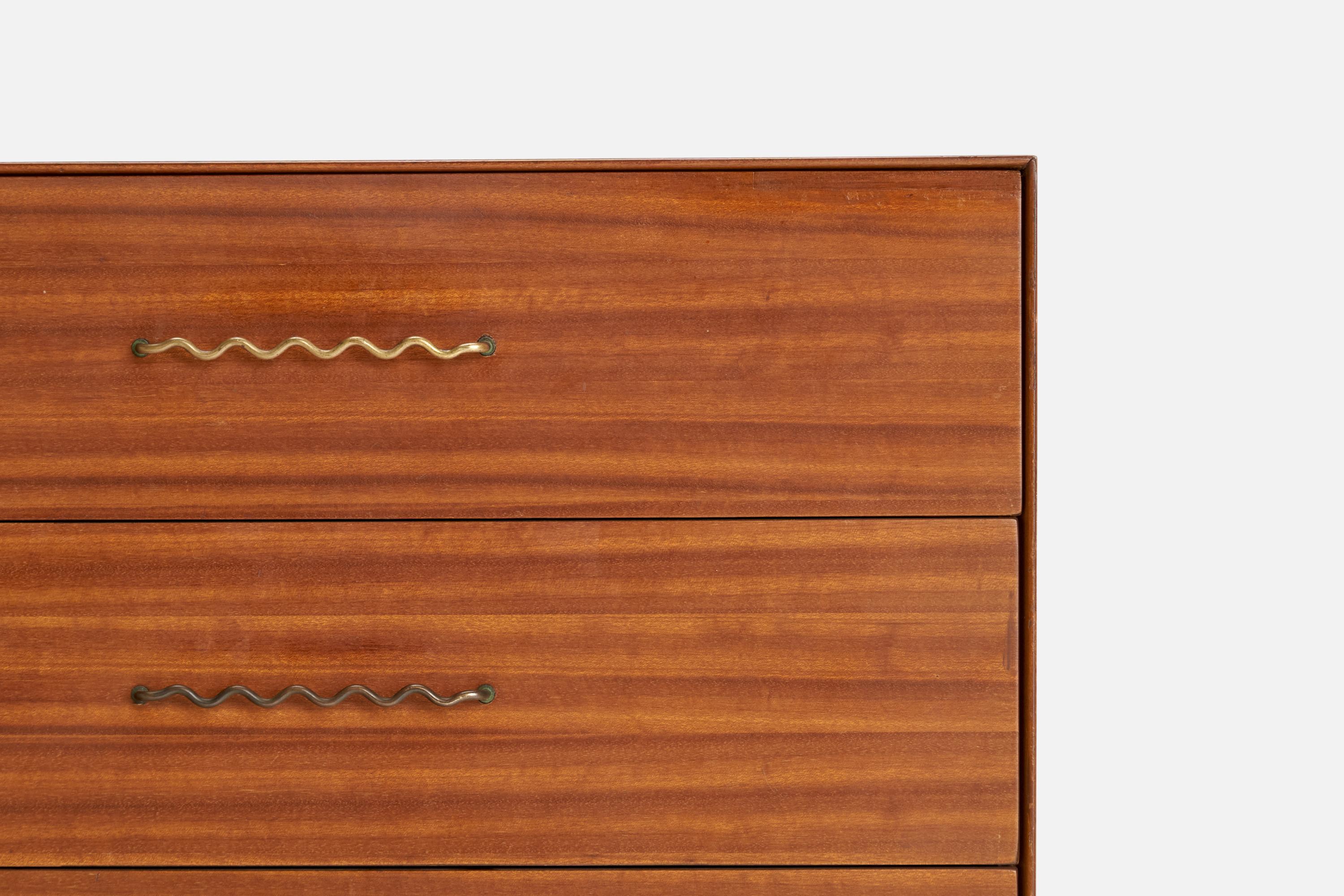 Américain John Keal, commode, Wood Wood, Brass, USA, années 1950 en vente