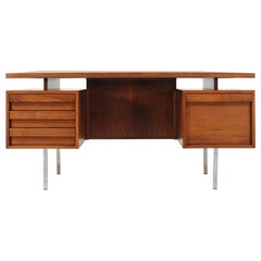 John Keal Executive Walnut and Chrome Desk for Brown Saltman