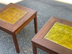 John Keal for Brown Saltman "Constellation" Copper Enamel End Tables - Pair