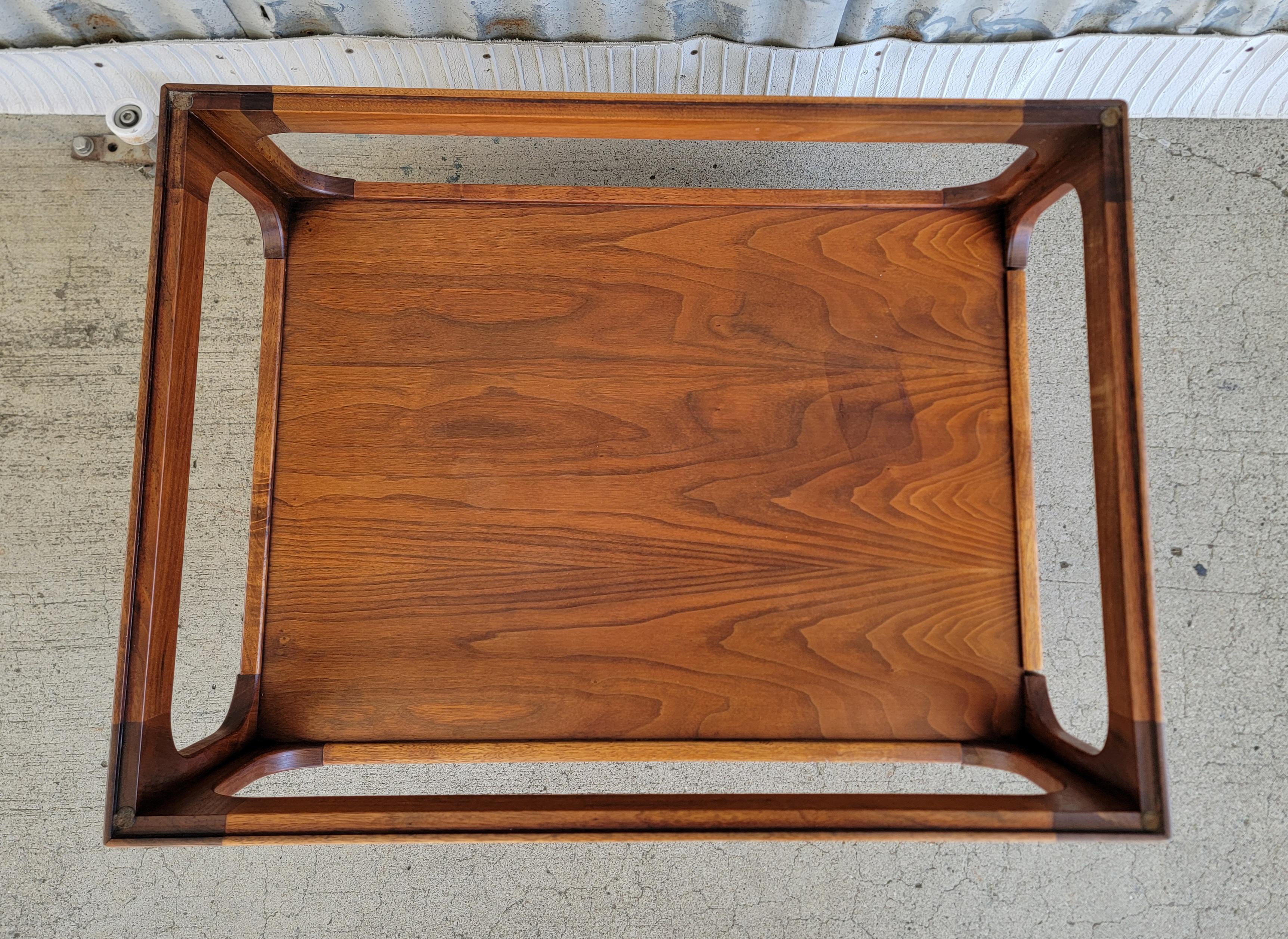 American John Keal for Brown Saltman Glass Top End Table Solid Walnut