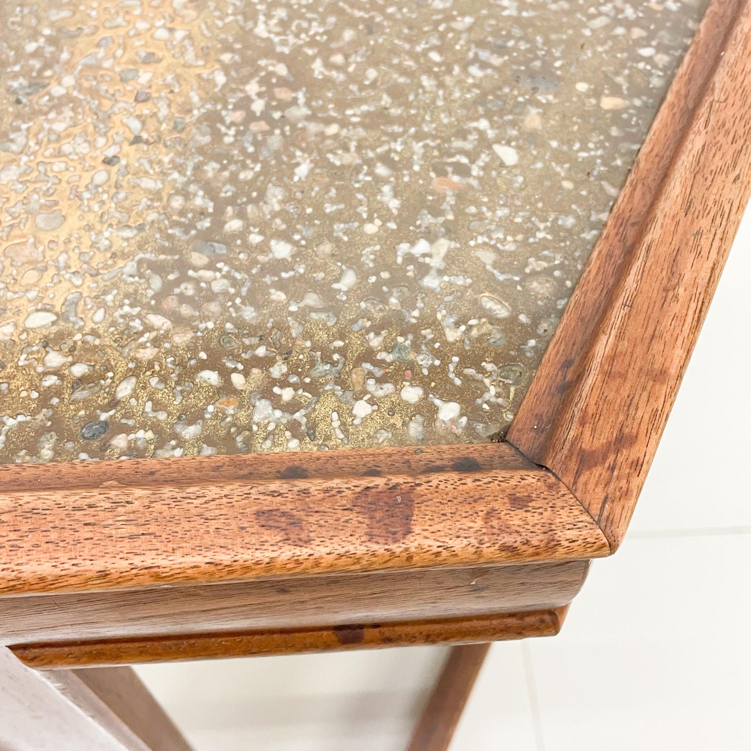 Mid-Century Modern John Keal for Brown Saltman Hexagon Walnut Side Table with Glass Enamel 1960s For Sale