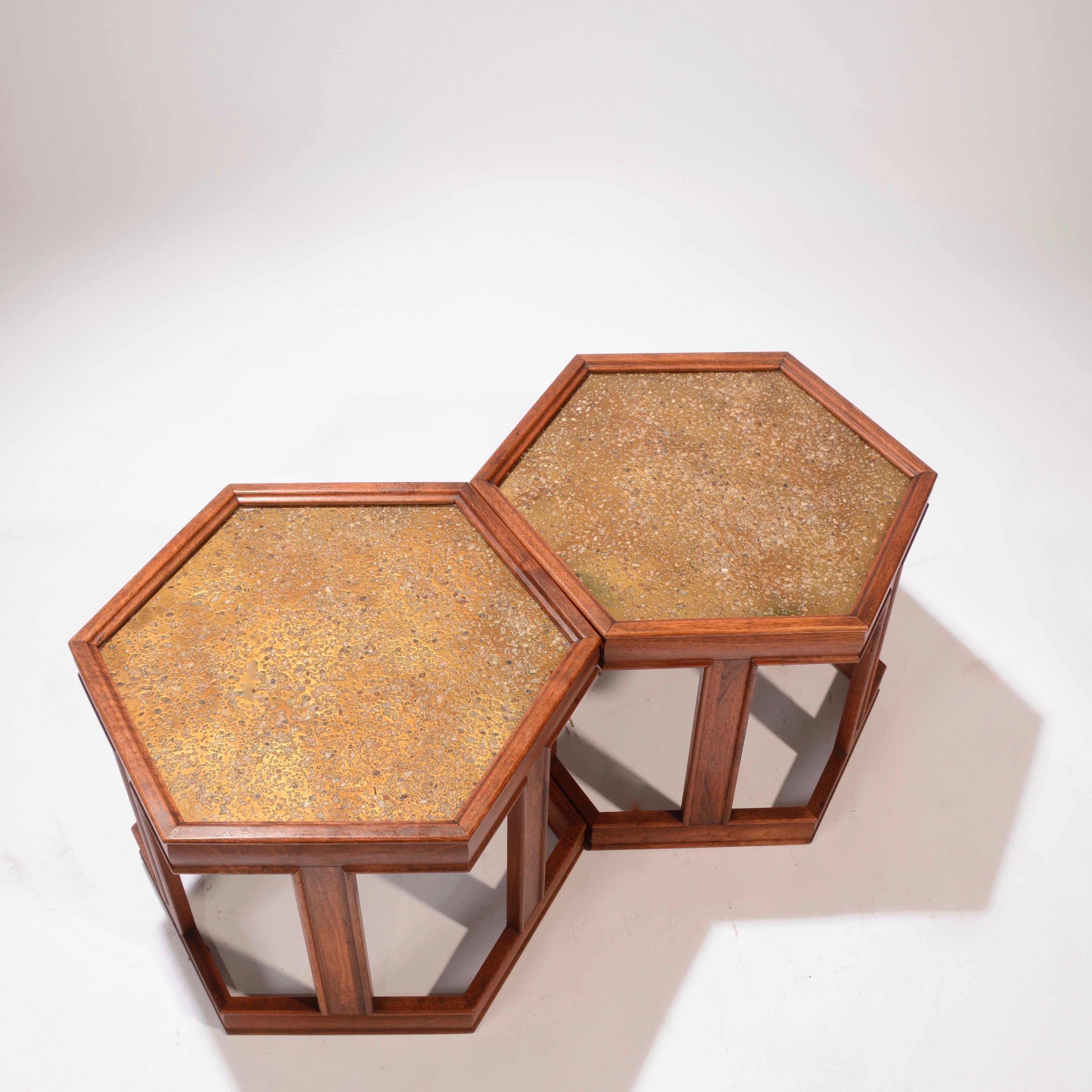 Mid-Century Modern John Keal for Brown Saltman Hexagonal End Tables