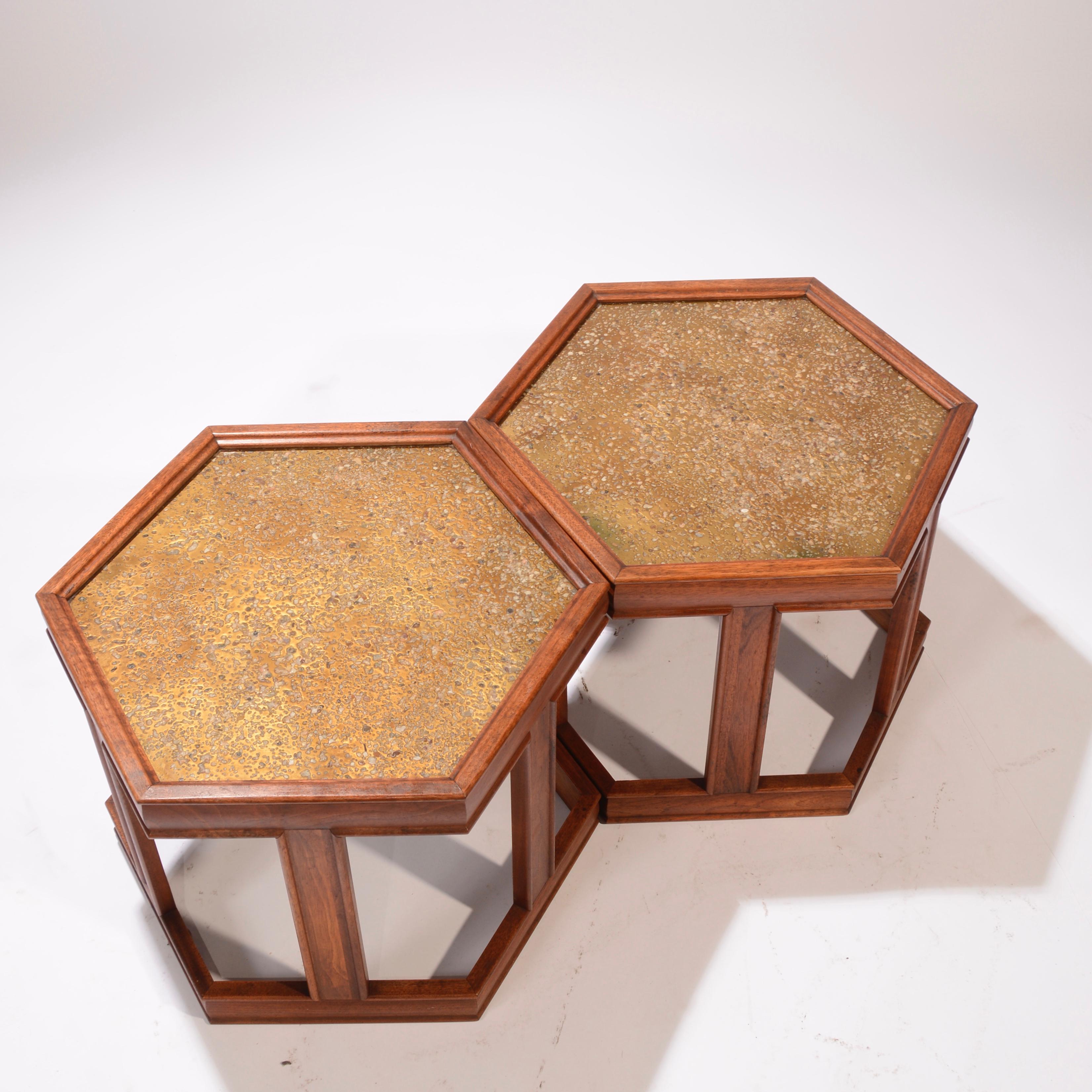 John Keal for Brown Saltman Hexagonal End Tables For Sale 1