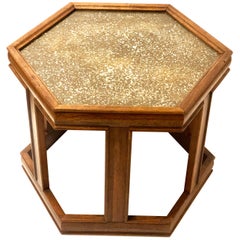 John Keal for Brown Saltman Hexagonal Granulated Top and Glass End Table