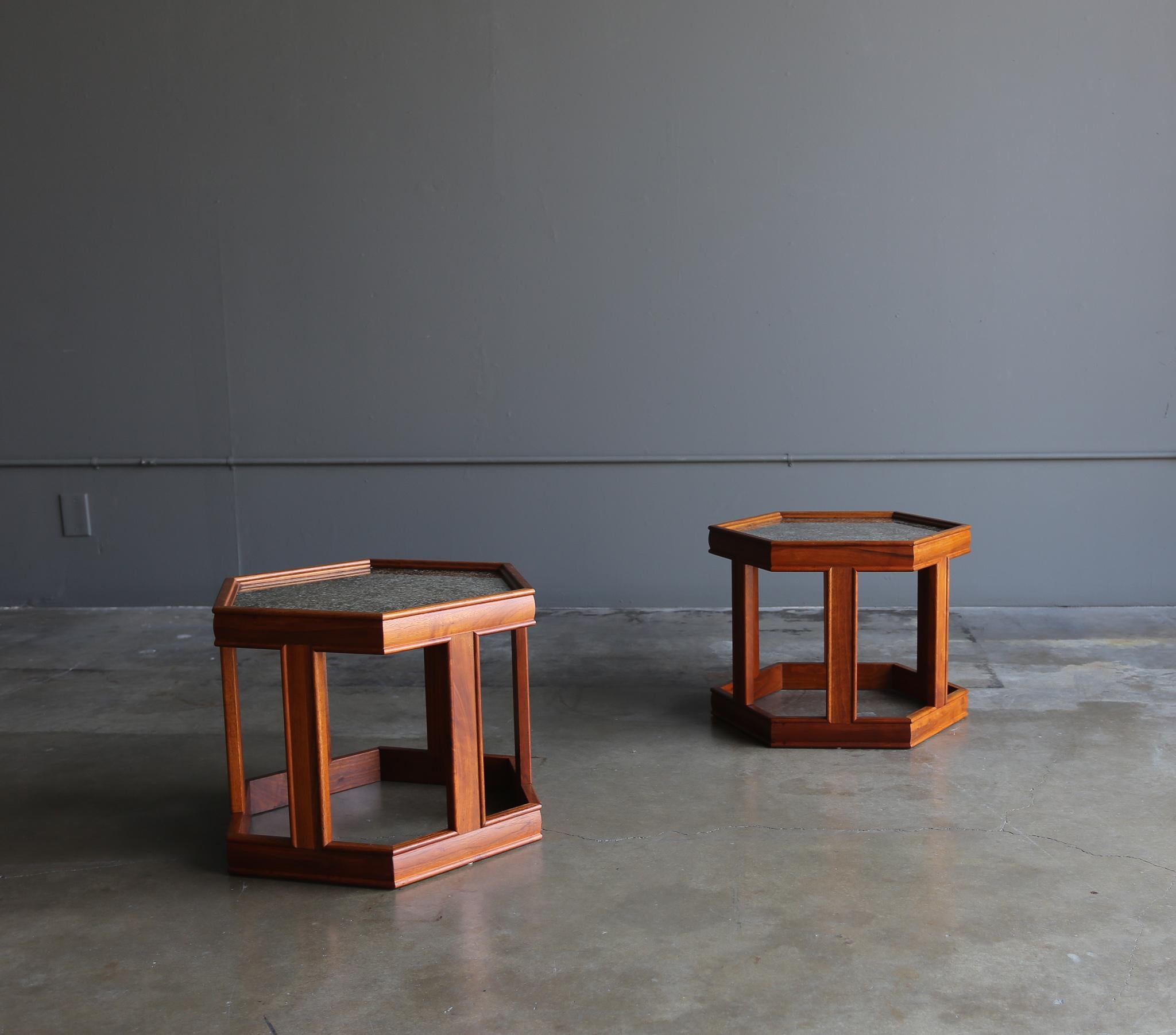 John Keal for Brown Saltman Hexagonal Side Tables for Brown Saltman, circa 1960 In Good Condition In San Juan Capistrano, CA