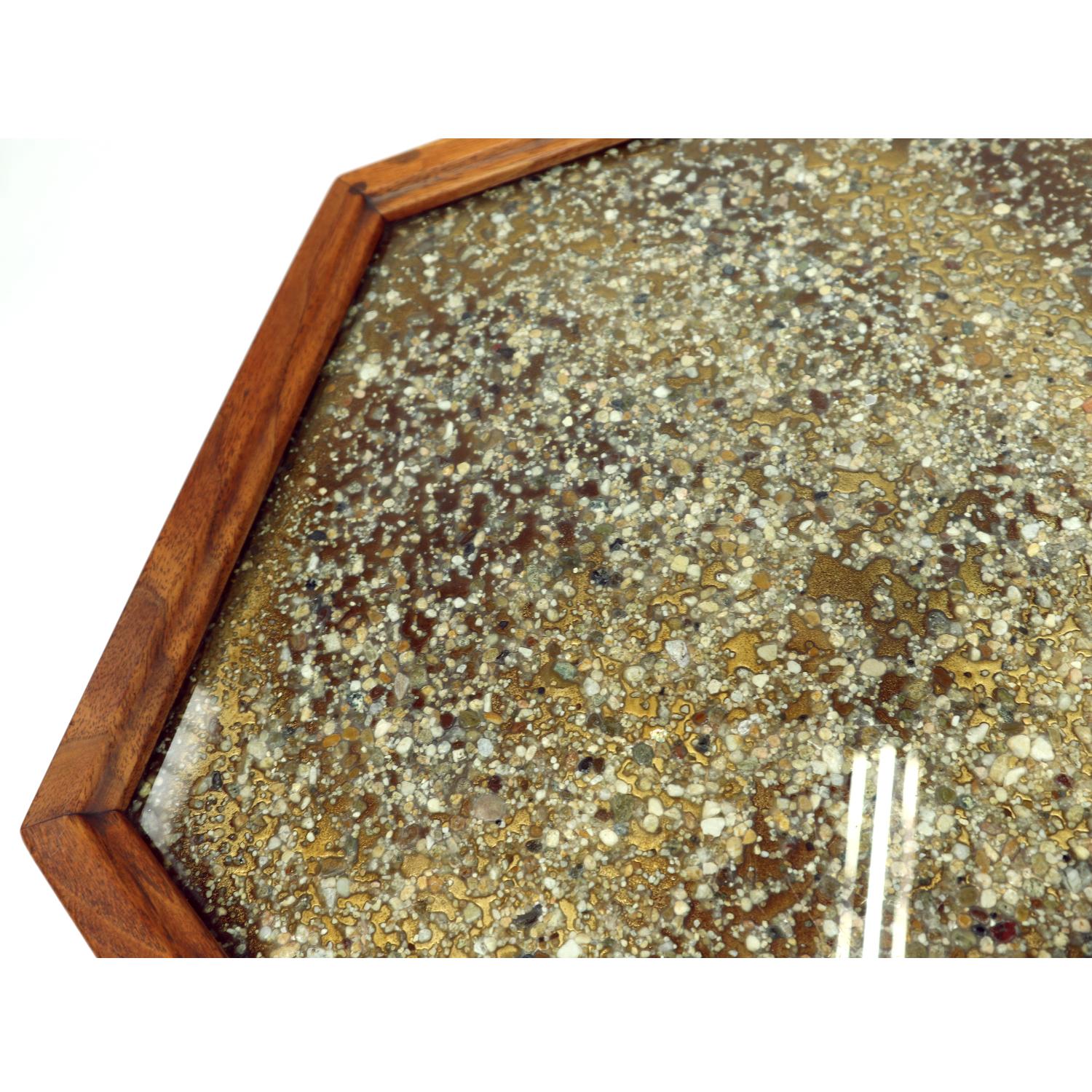 Mid-20th Century John Keal for Brown Saltman Hexagonal Walnut Enamel Side Tables