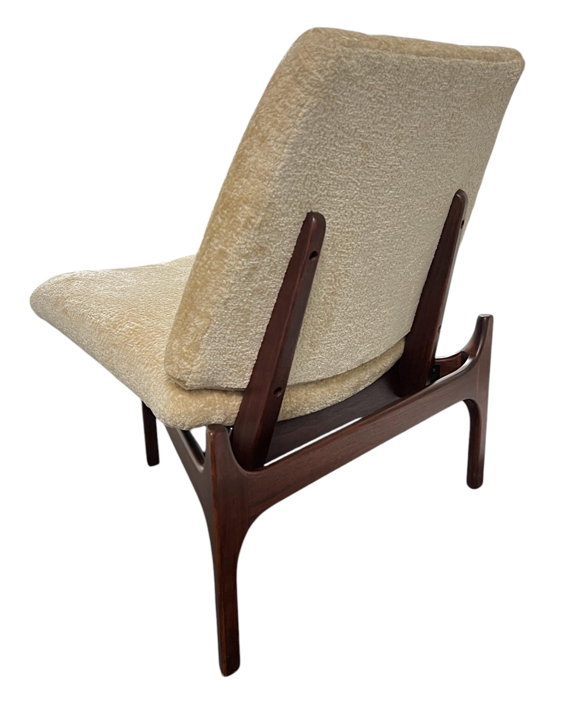 Mid-Century Modern John Keal for Brown Saltman Low Profile 3 Legged Triangular Walnut Lounge Chair