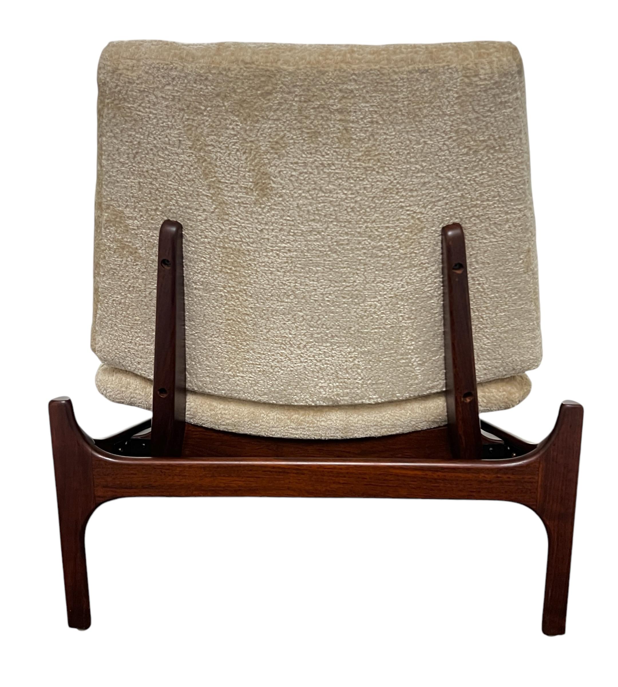 American John Keal for Brown Saltman Low Profile 3 Legged Triangular Walnut Lounge Chair