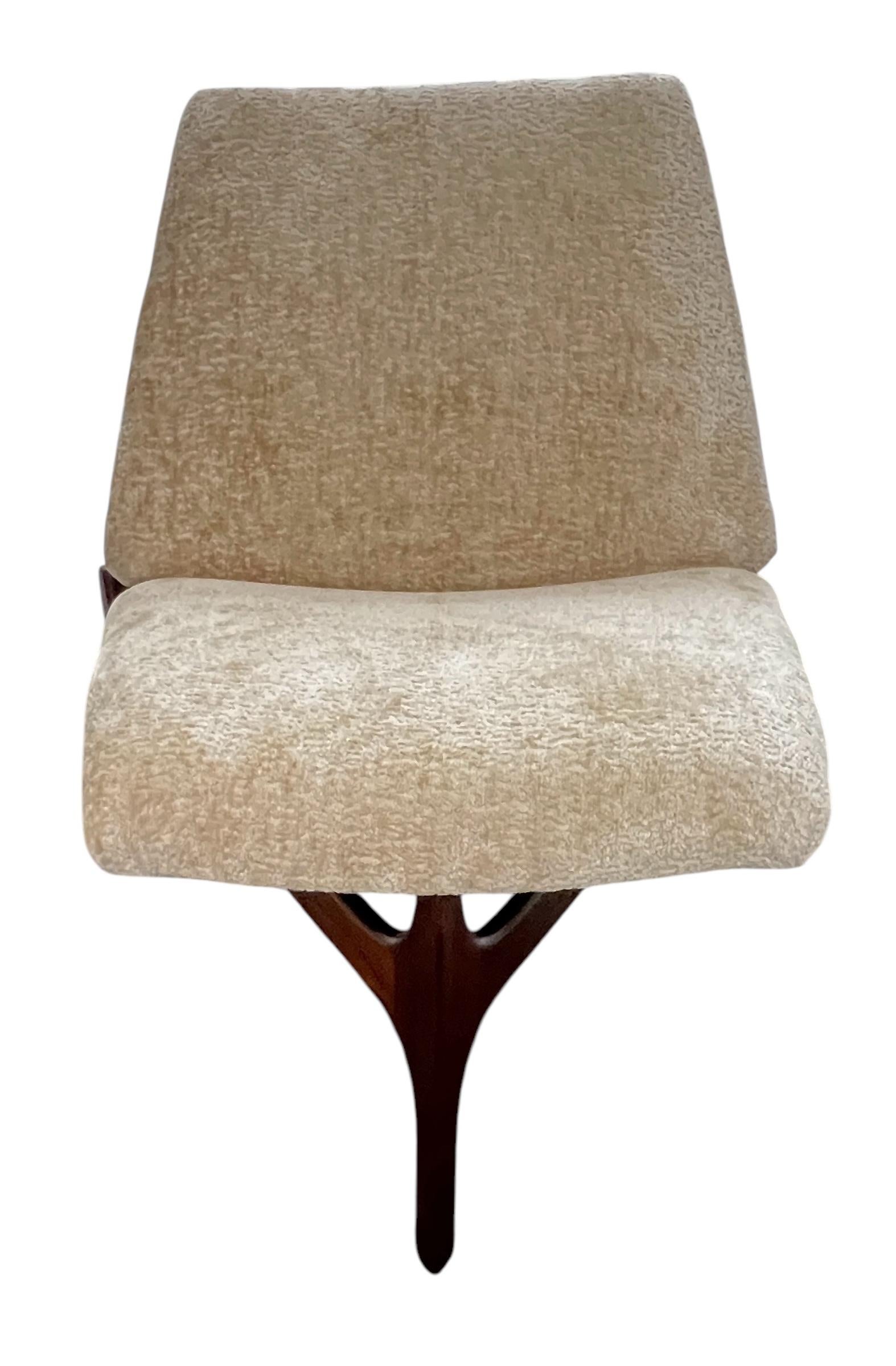 John Keal for Brown Saltman Low Profile 3 Legged Triangular Walnut Lounge Chair 1