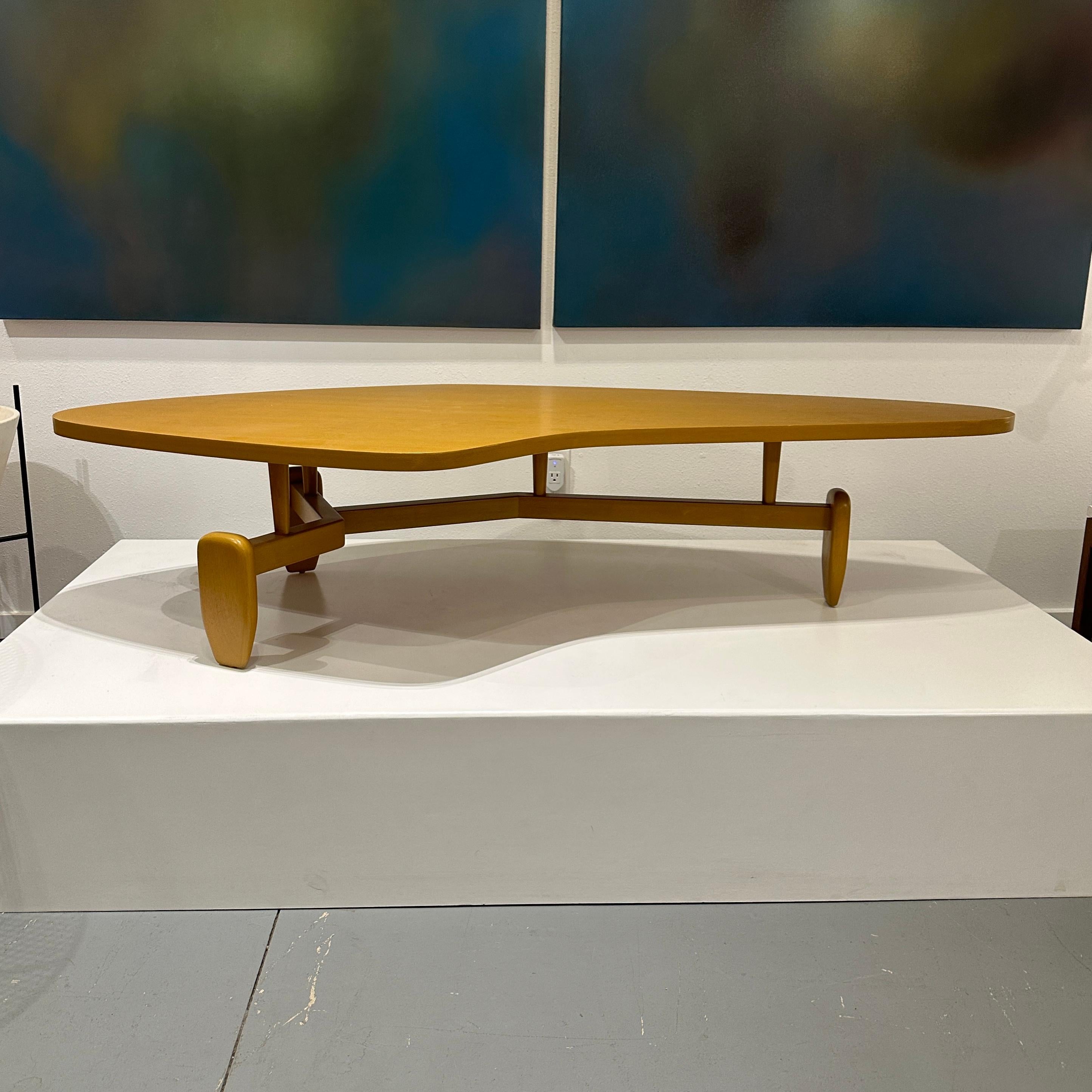 Mid-Century Modern John Keal for Brown Saltman Mahogany Biomorphic Outrigger Coffee Table, ca 1950s