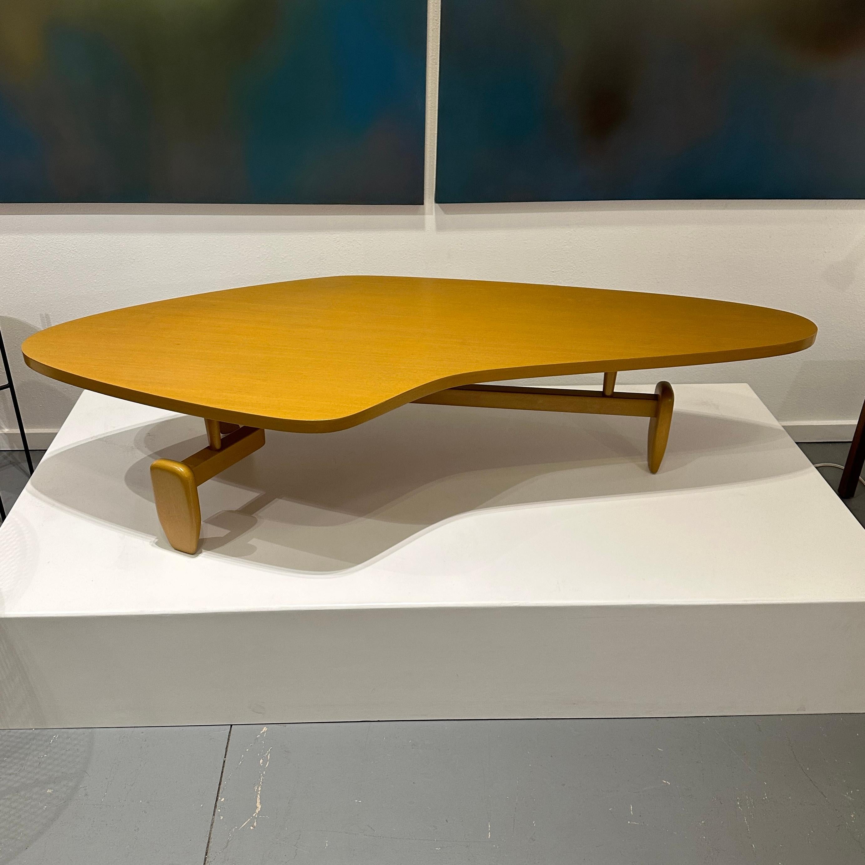 American John Keal for Brown Saltman Mahogany Biomorphic Outrigger Coffee Table, ca 1950s