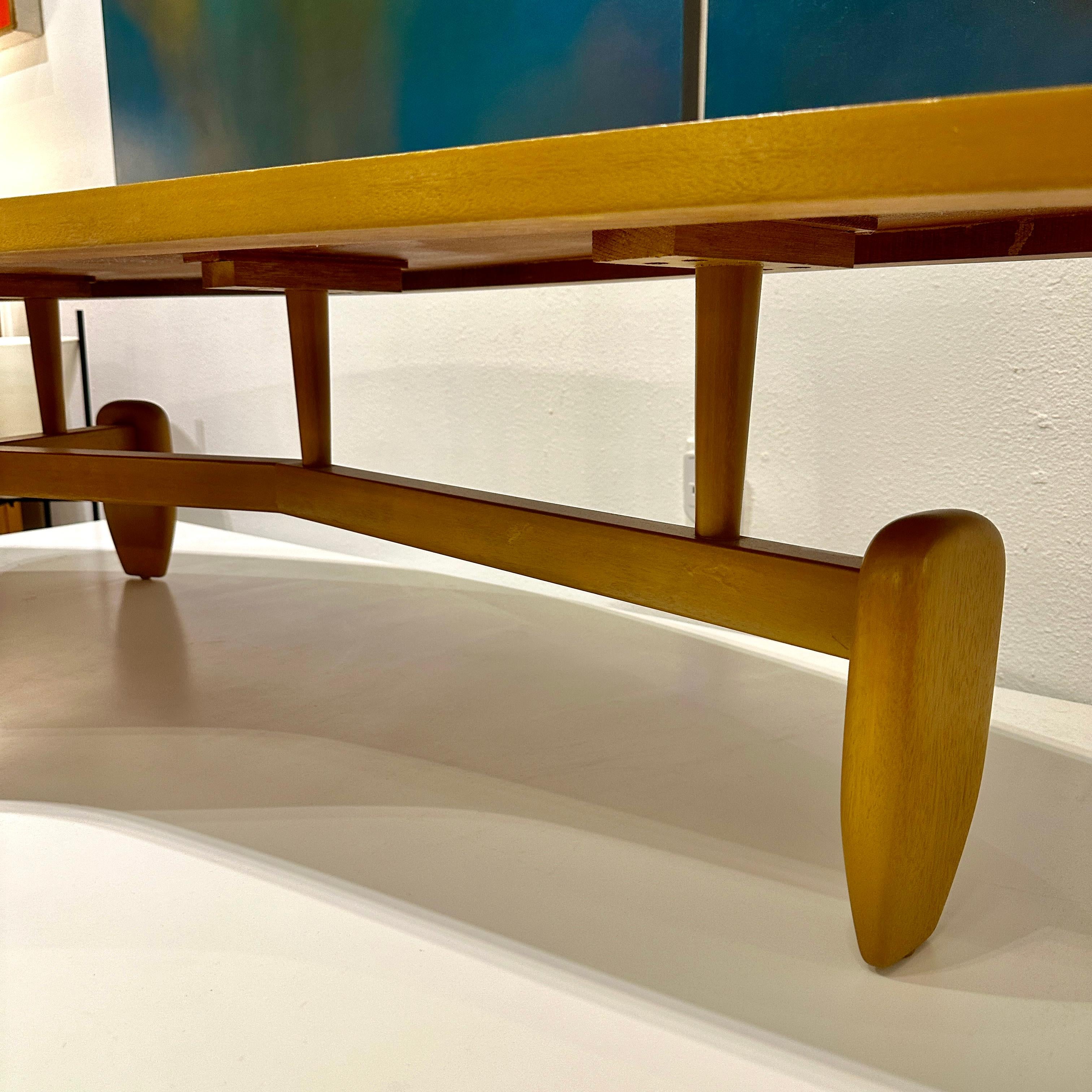 Wood John Keal for Brown Saltman Mahogany Biomorphic Outrigger Coffee Table, ca 1950s