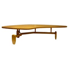 John Keal for Brown Saltman Mahogany Biomorphic Outrigger Coffee Table, ca 1950s