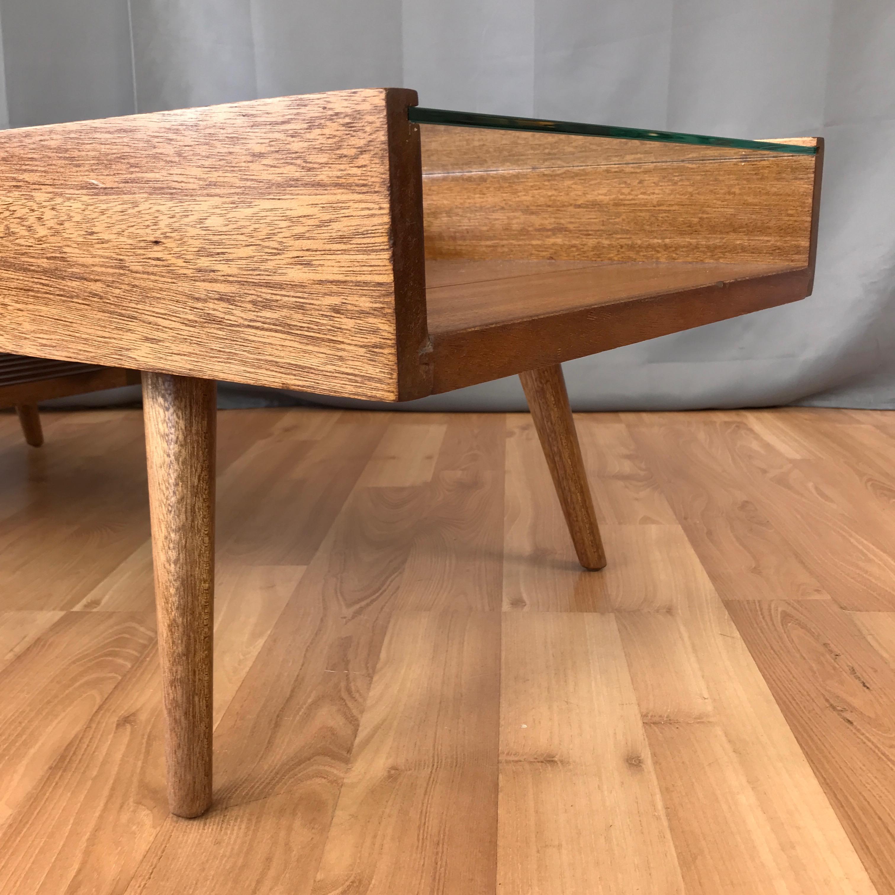 John Keal for Brown-Saltman Mahogany Coffee Table with Built-In Warmer, 1950s 8