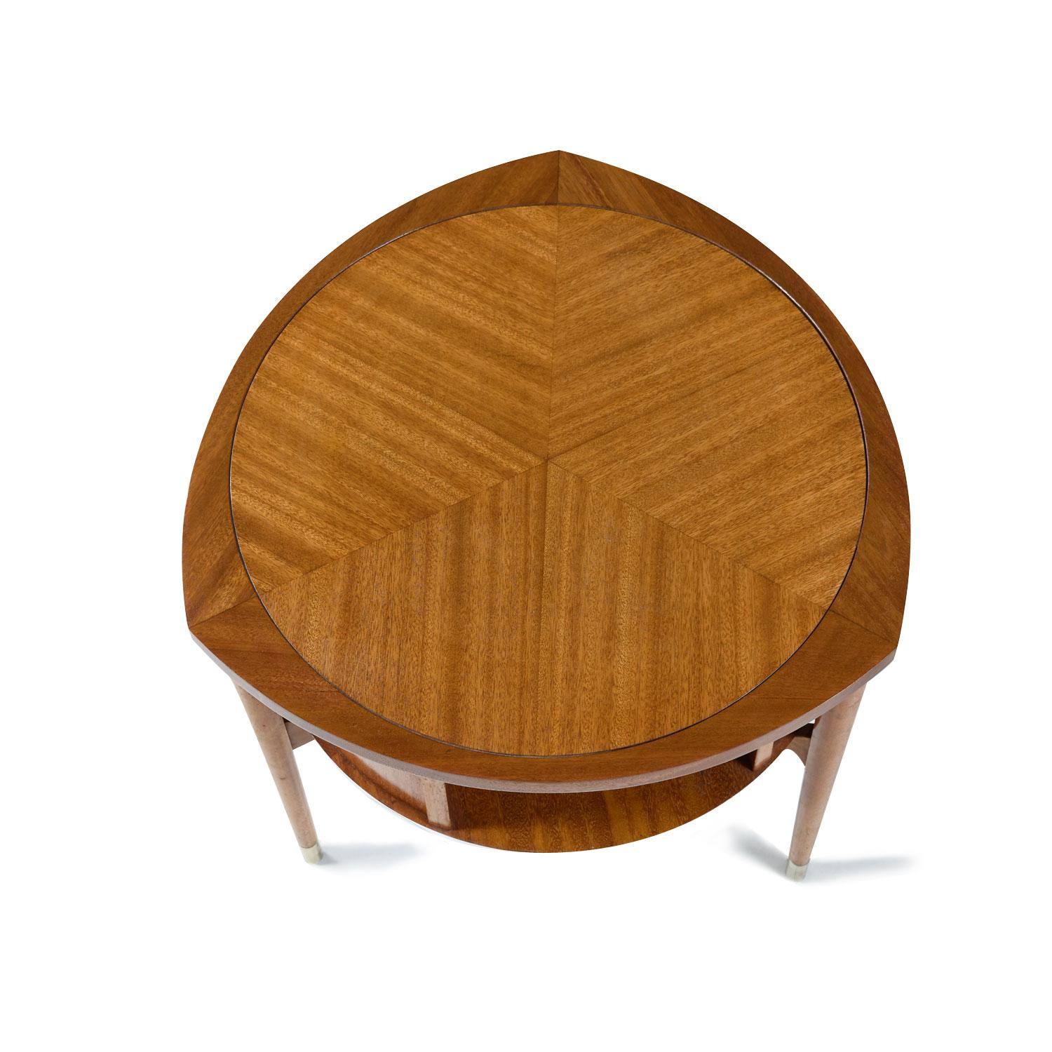 Cerused John Keal for Brown-Saltman Mahogany Drum Table Lazy Susan Cocktail Table 1950s