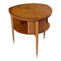 John Keal for Brown-Saltman Mahogany Drum Table Lazy Susan Cocktail Table 1950s