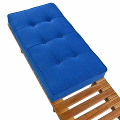 John Keal for Brown Saltman Mahogany Slat Bench Coffee Table with New Cushion