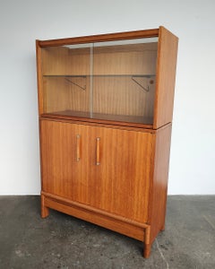 John Keal for Brown Saltman Mahogany Wood and Glass Cabinet Buffet 1960s