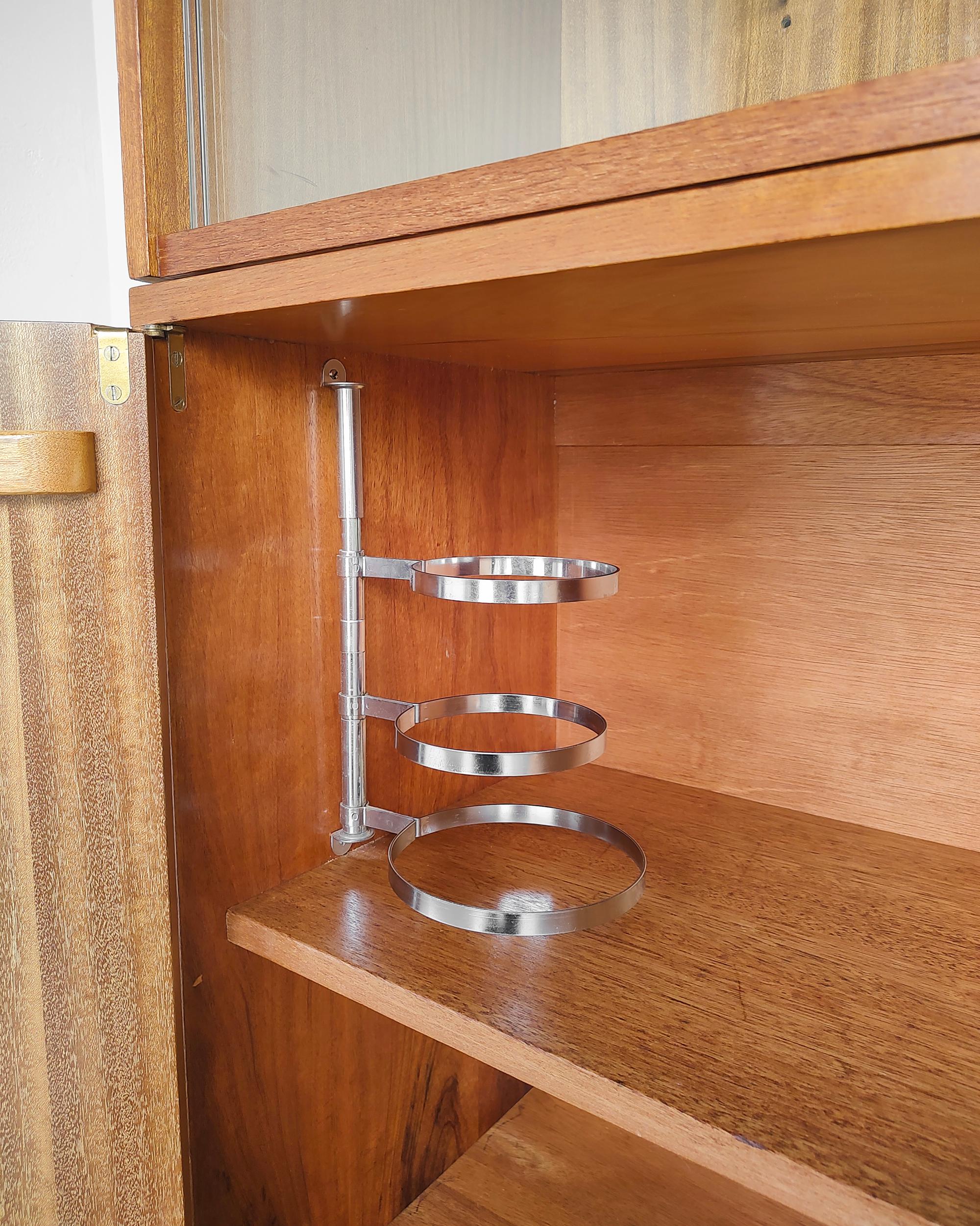 Cut Glass John Keal for Brown Saltman Mahogany Wood and Glass Cabinet Buffet 1960s For Sale