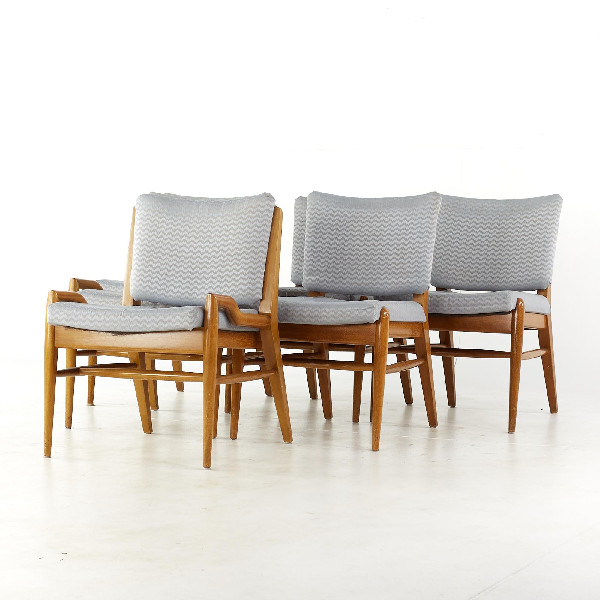 Mid-Century Modern Chaises de salle à manger en acajou blanchi John Keal pour Brown Saltman Mcm, lot de 6 en vente