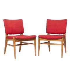 John Keal for Brown Saltman Mid Century Beached Mahogany Dining Chairs - Pair