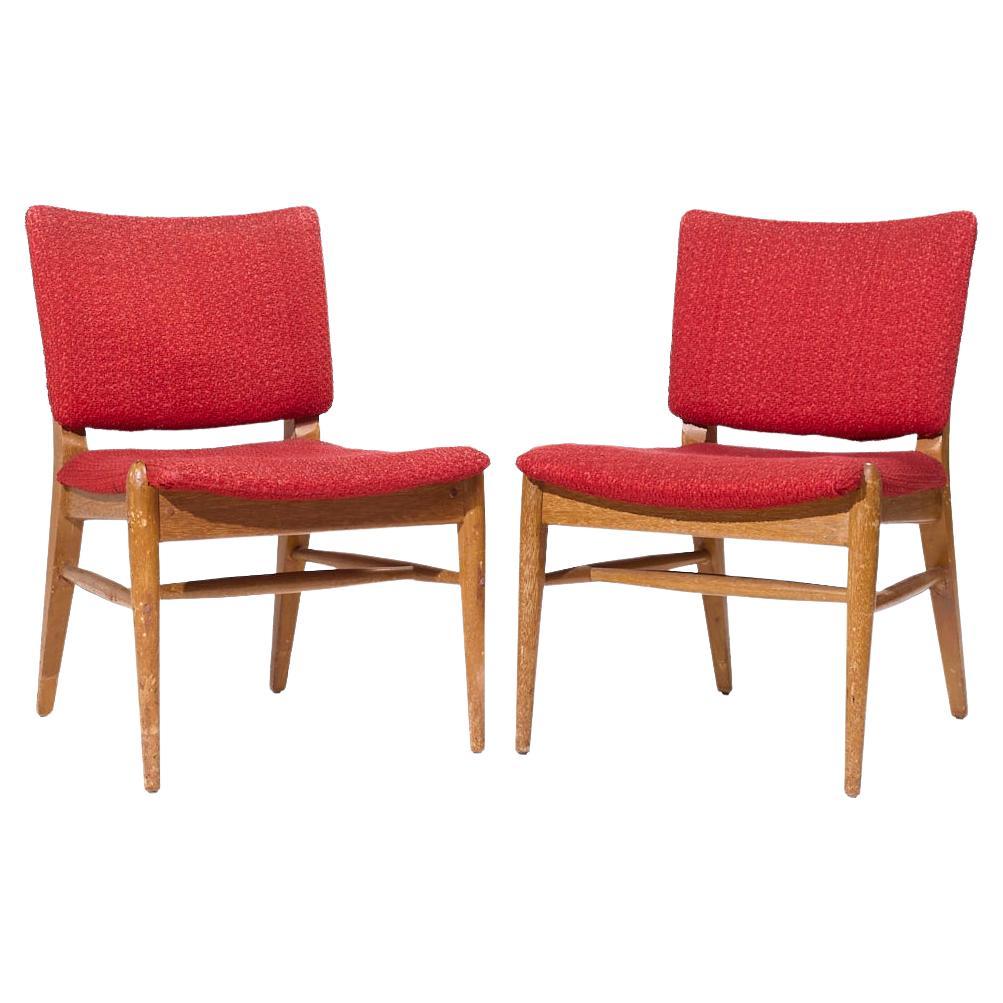 John Keal for Brown Saltman Mid Century Beached Mahogany Dining Chairs - Pair For Sale