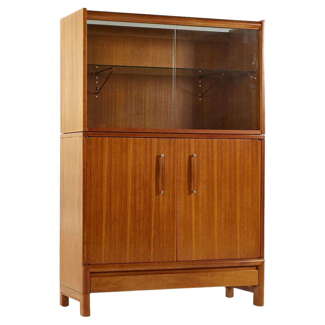 John Keal for Brown Saltman Mid Century Bleached Mahogany Buffet and Hutch For Sale