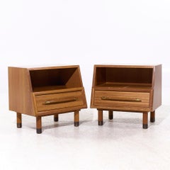 John Keal for Brown Saltman Mid Century Bleached Mahogany Nightstands - Pair