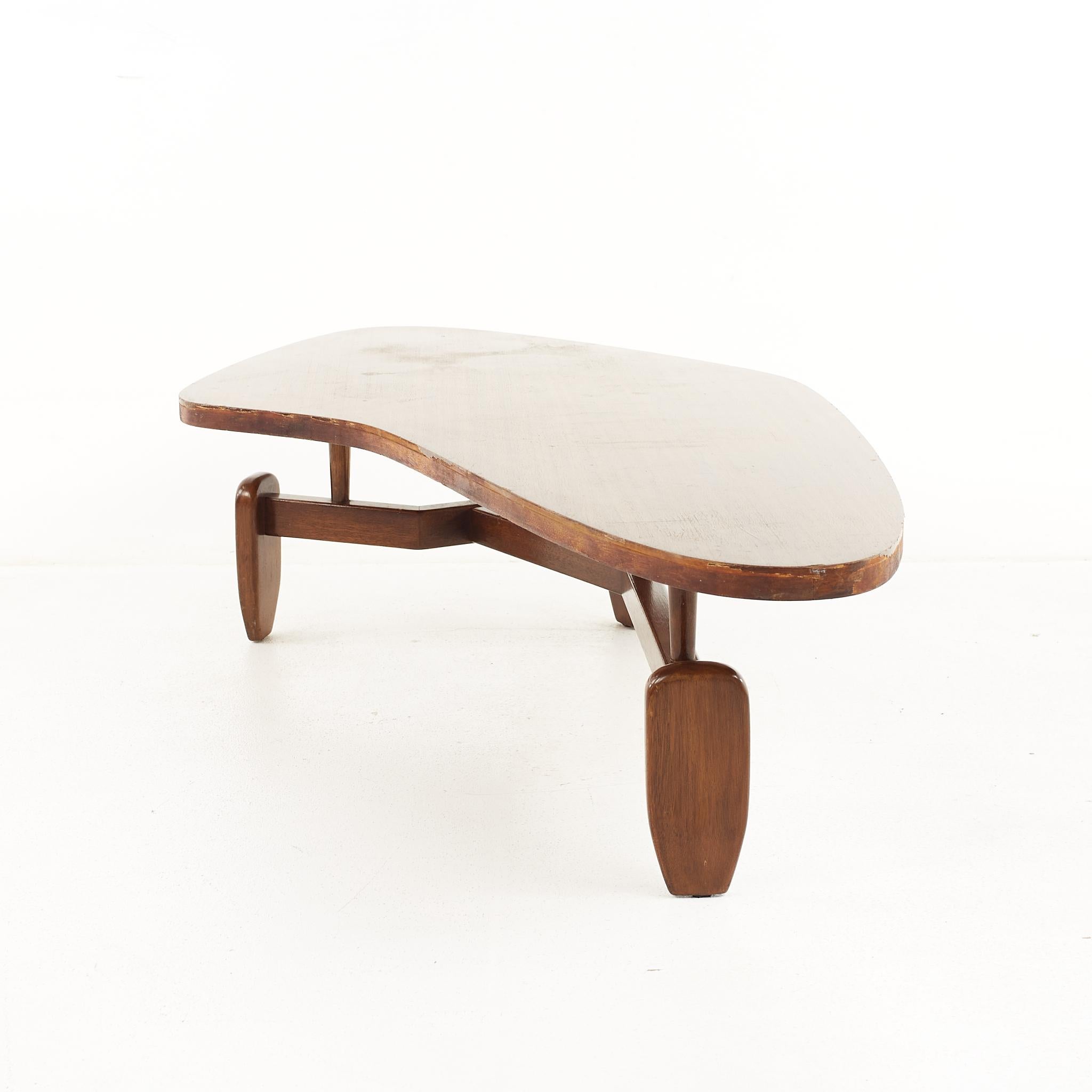 American John Keal for Brown Saltman Mid-Century Bleached Mahogany Outrigger Coffee Table