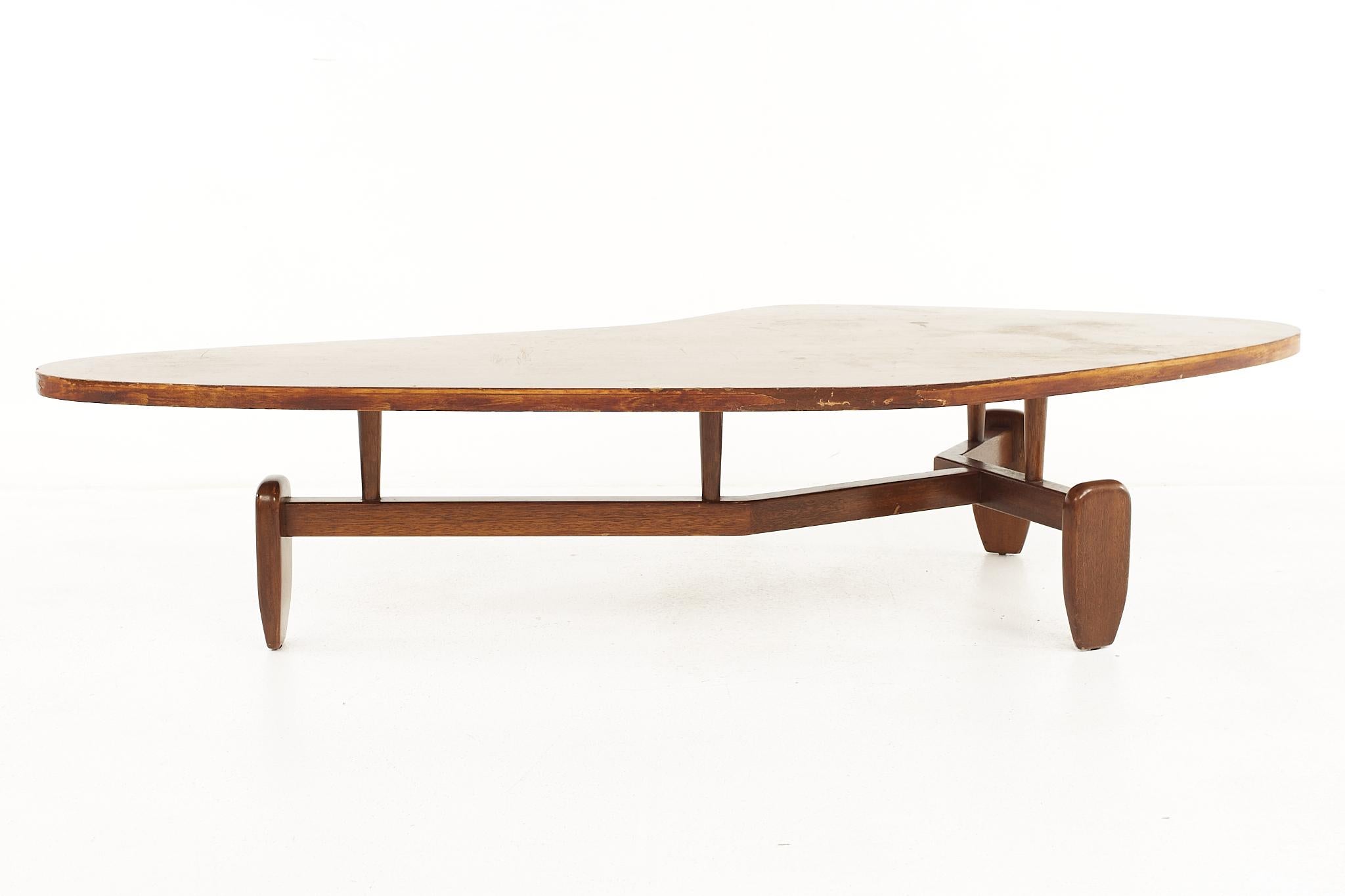 John Keal for Brown Saltman Mid-Century Bleached Mahogany Outrigger Coffee Table 1