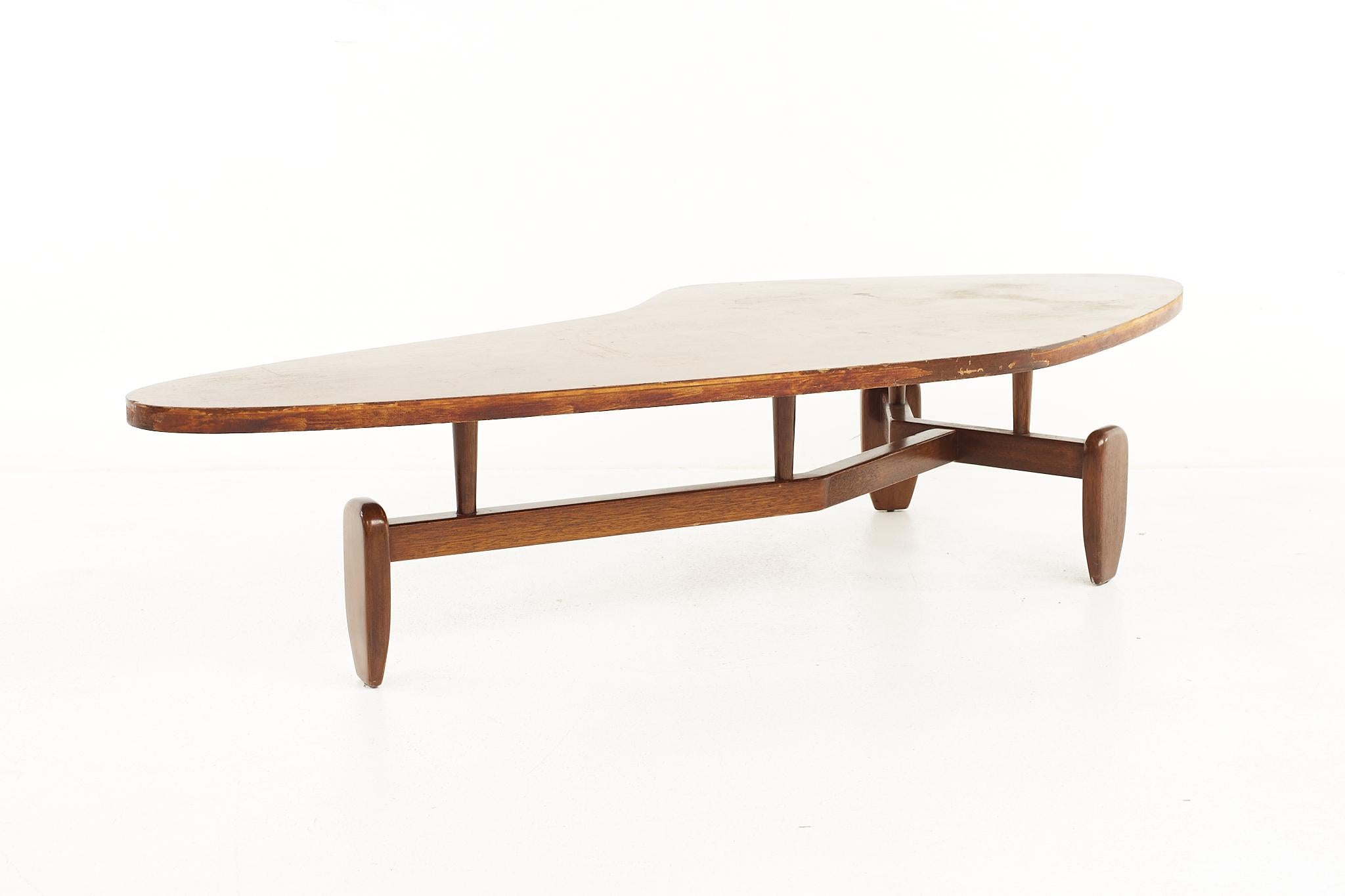 John Keal for Brown Saltman Mid-Century Bleached Mahogany Outrigger Coffee Table 2