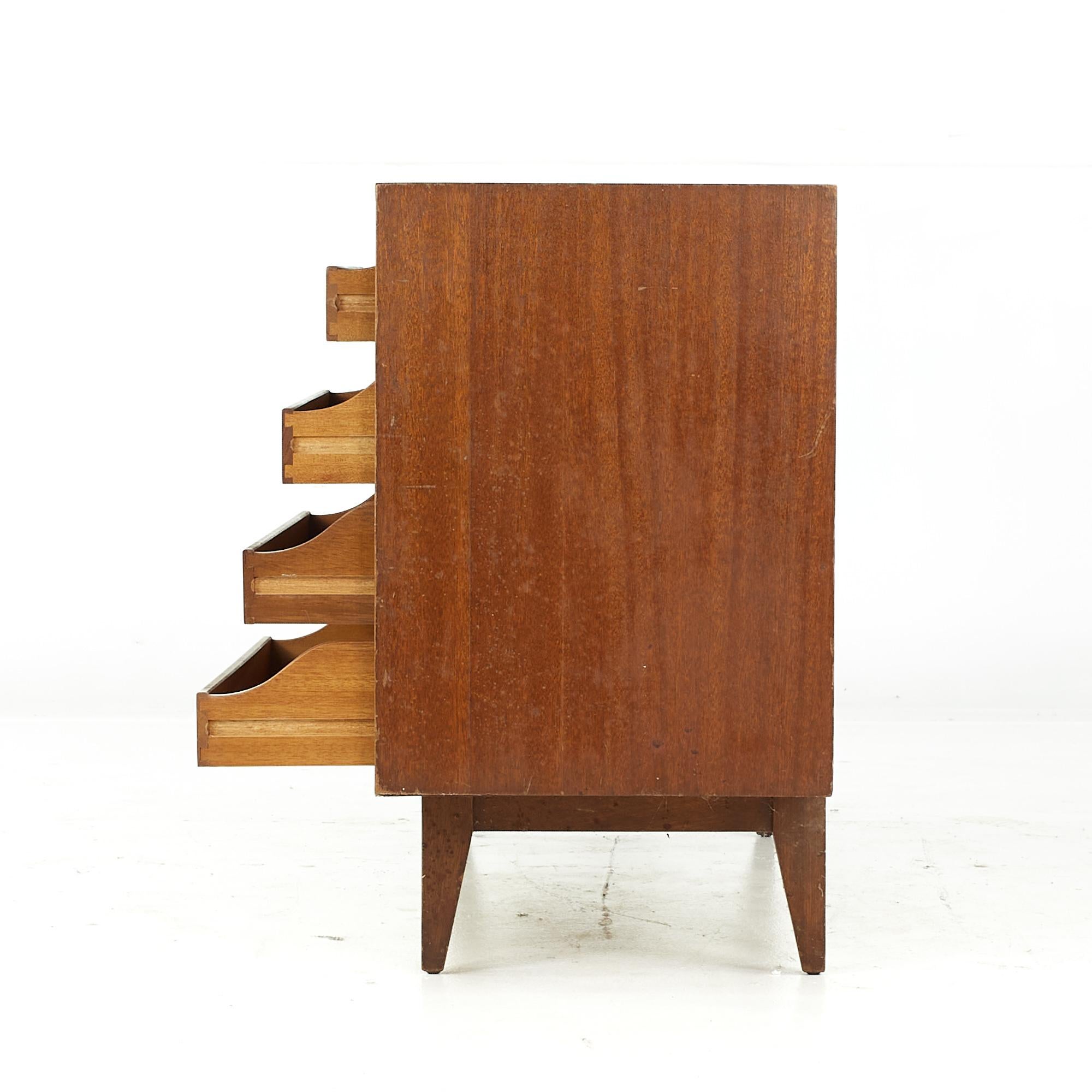 John Keal for Brown Saltman Mid-Century Cane Lowboy In Good Condition For Sale In Countryside, IL
