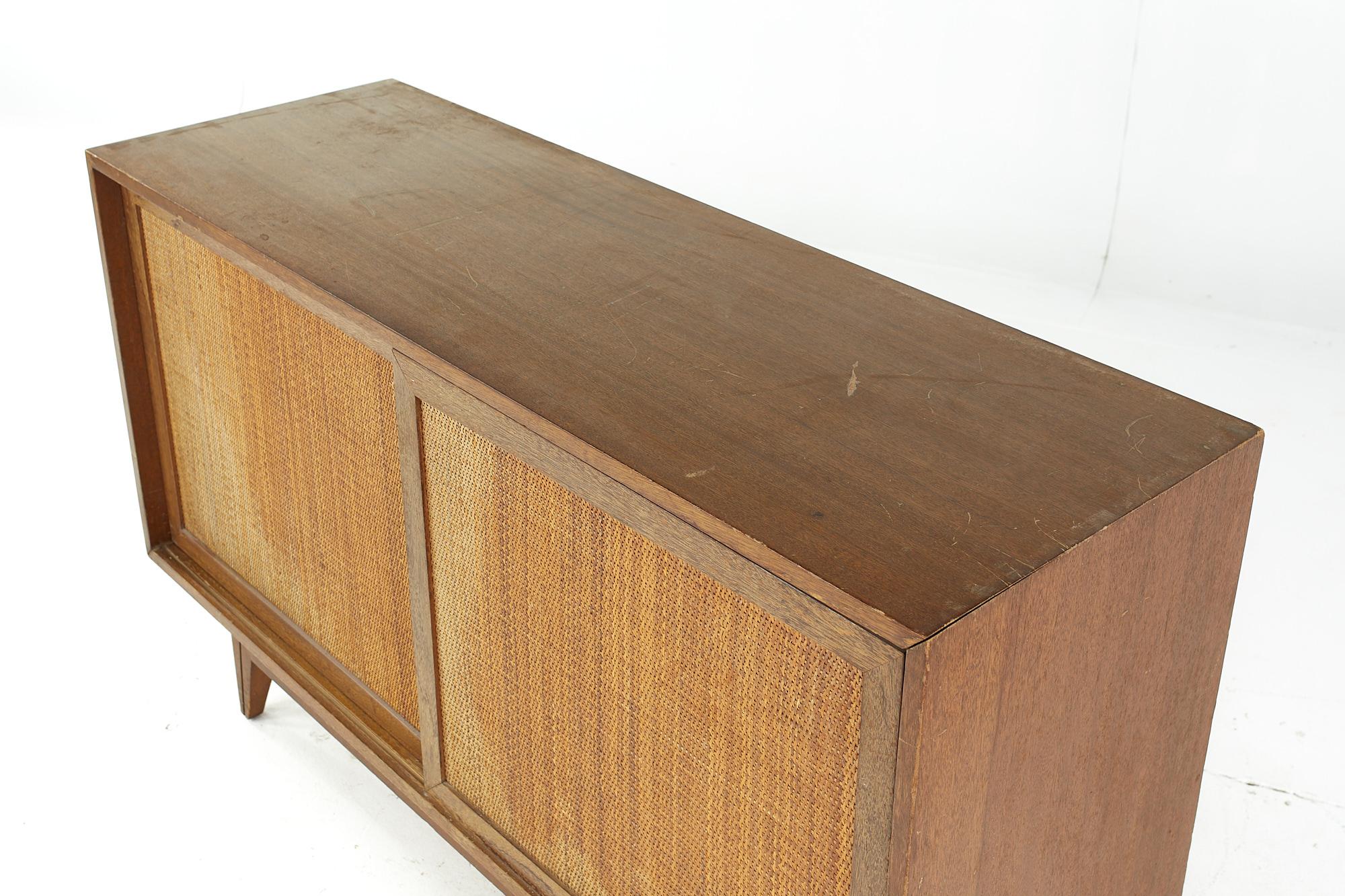 Late 20th Century John Keal for Brown Saltman Mid-Century Cane Lowboy For Sale