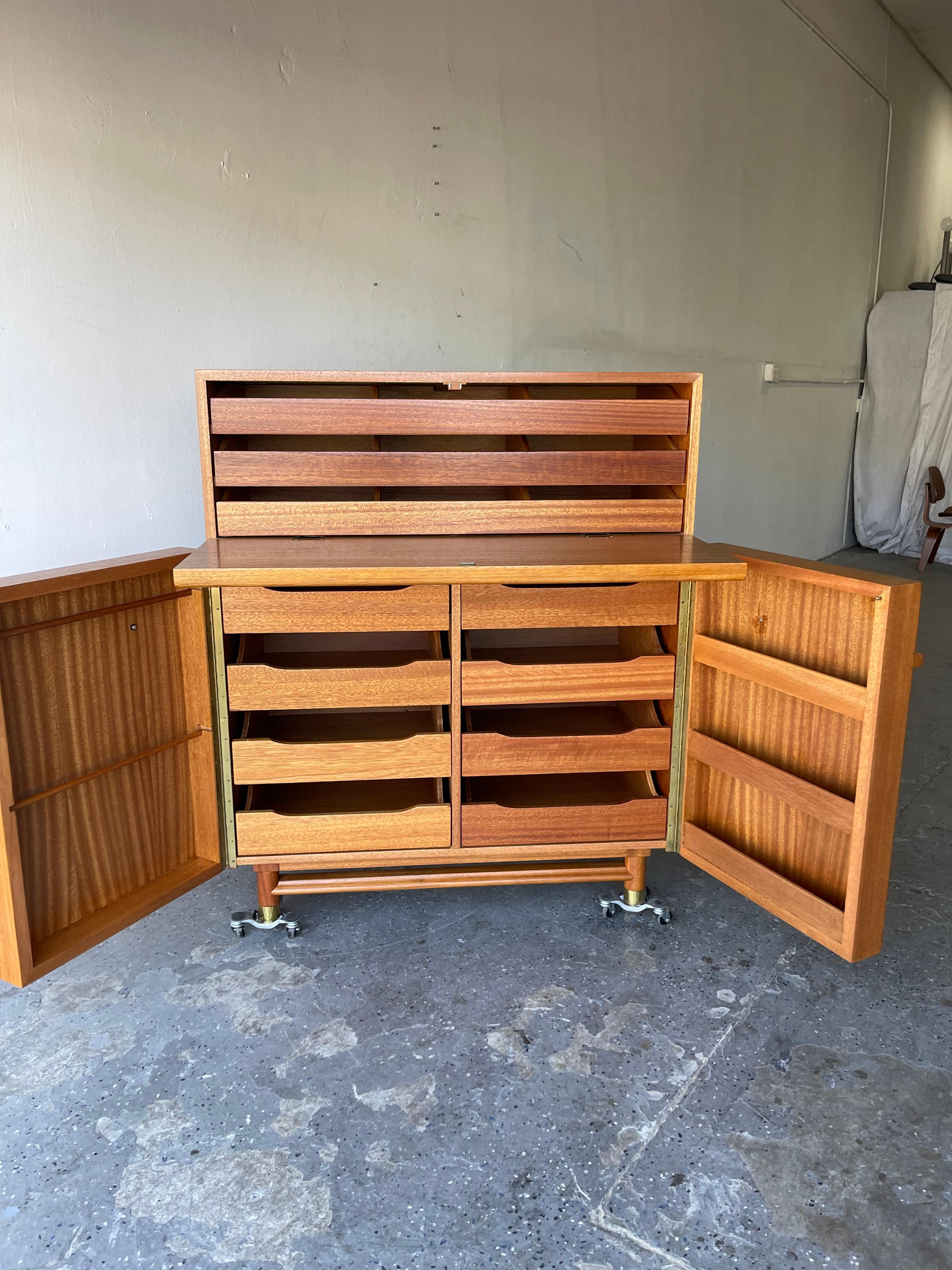 Mid-20th Century John Keal for Brown Saltman Mid-Century Modern Gentlemen's Chest Highboy