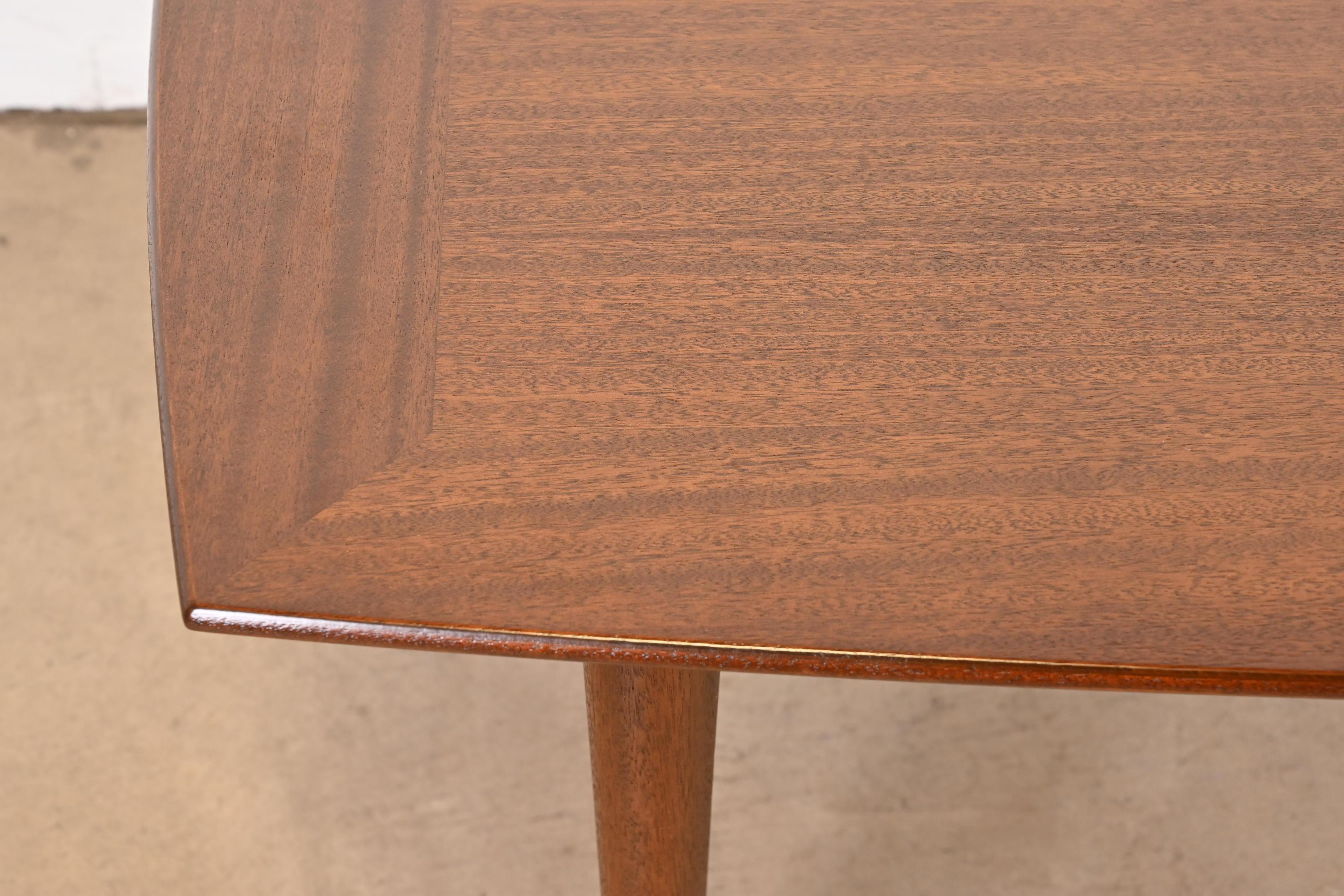 Brass John Keal for Brown Saltman Mid-Century Modern Mahogany Dining Table, Refinished