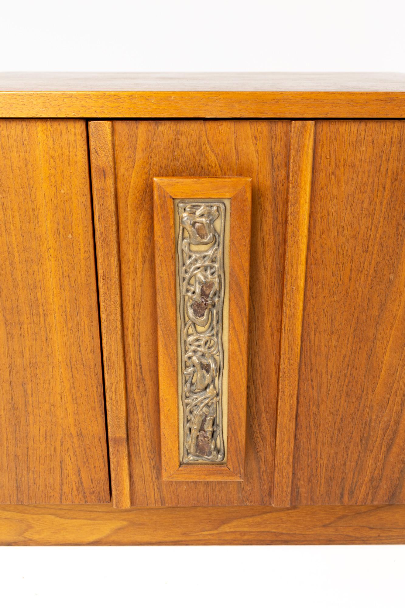American John Keal for Brown Saltman Mid Century Plinth Base 2 Door Cabinet For Sale