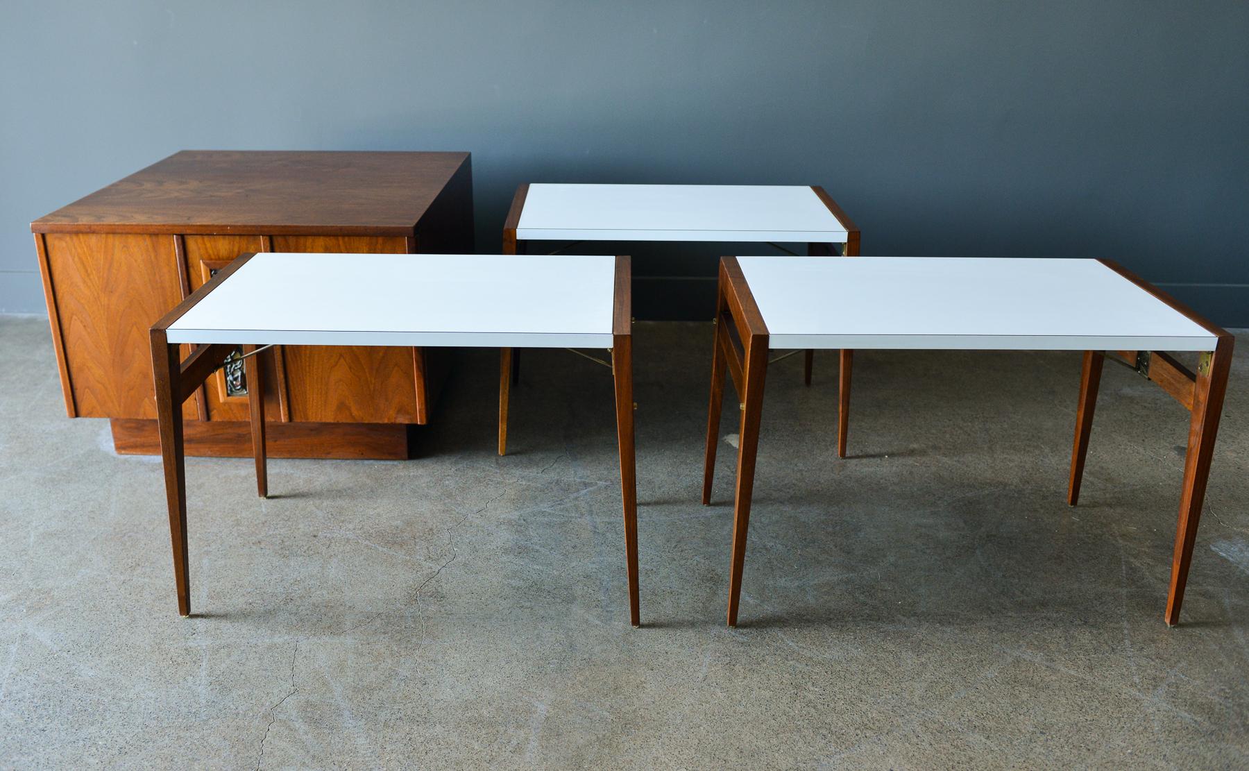 Late 20th Century John Keal for Brown Saltman Side Table or Bar with Serving Trays, circa 1970