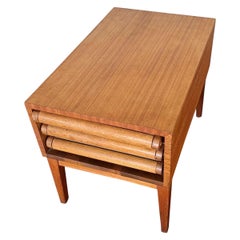 John Keal for Brown Saltman Side Table with Three Nesting Pull-Out Tray Tables