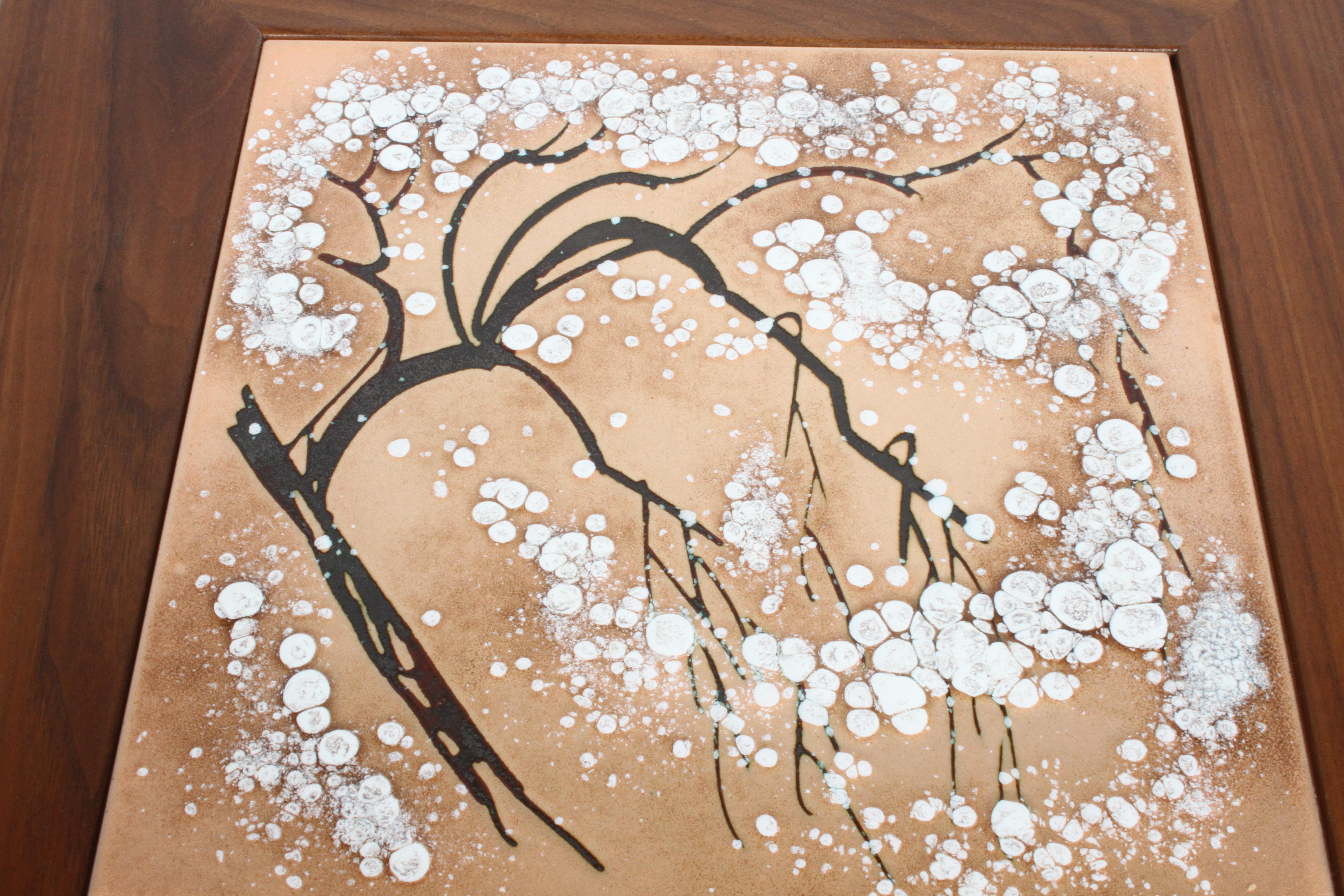 John Keal for Brown Saltman Snowbell Tree Tile Top Design, Walnut Side Tables For Sale 1