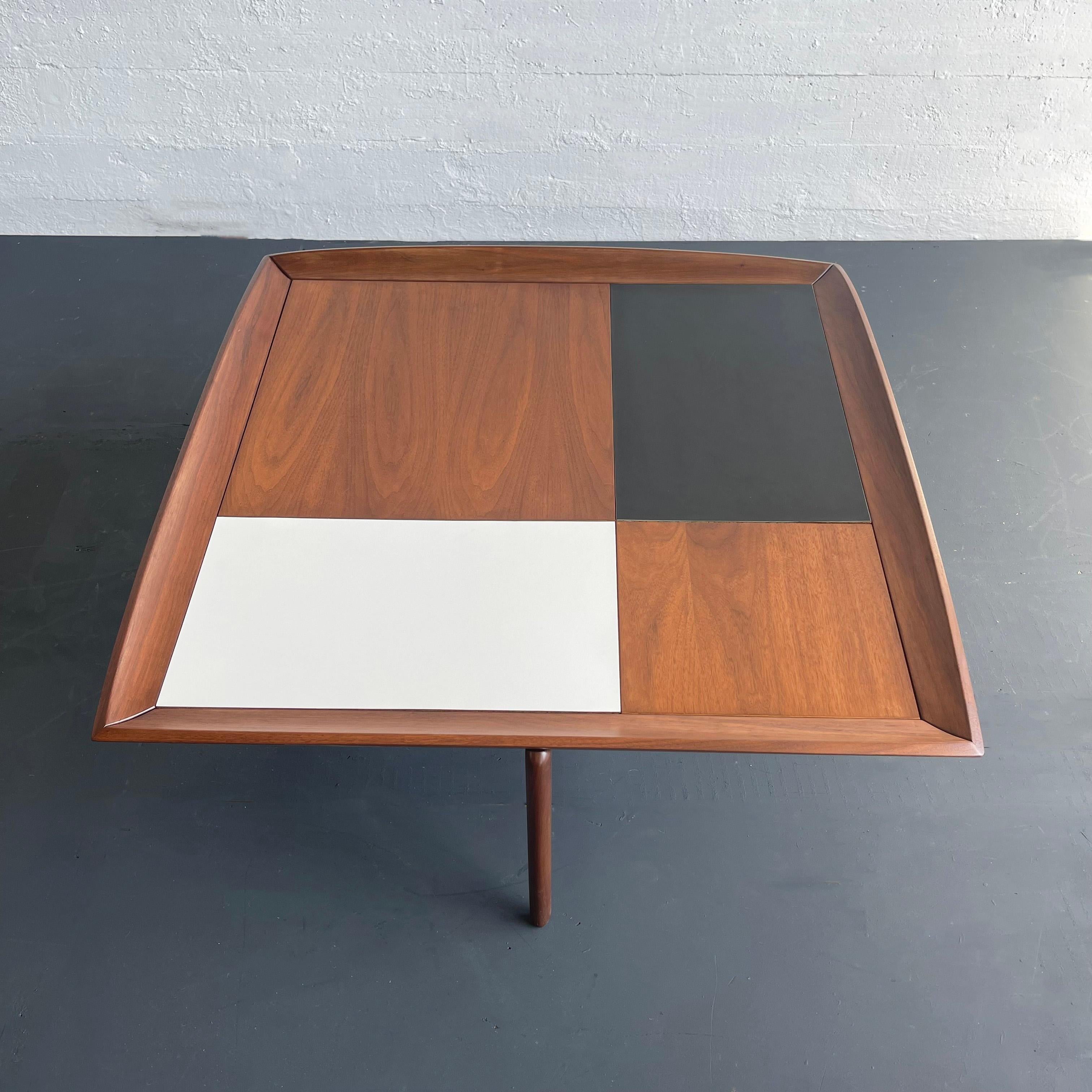 American John Keal For Brown-Saltman Square Walnut And Laminate Checkered Coffee Table
