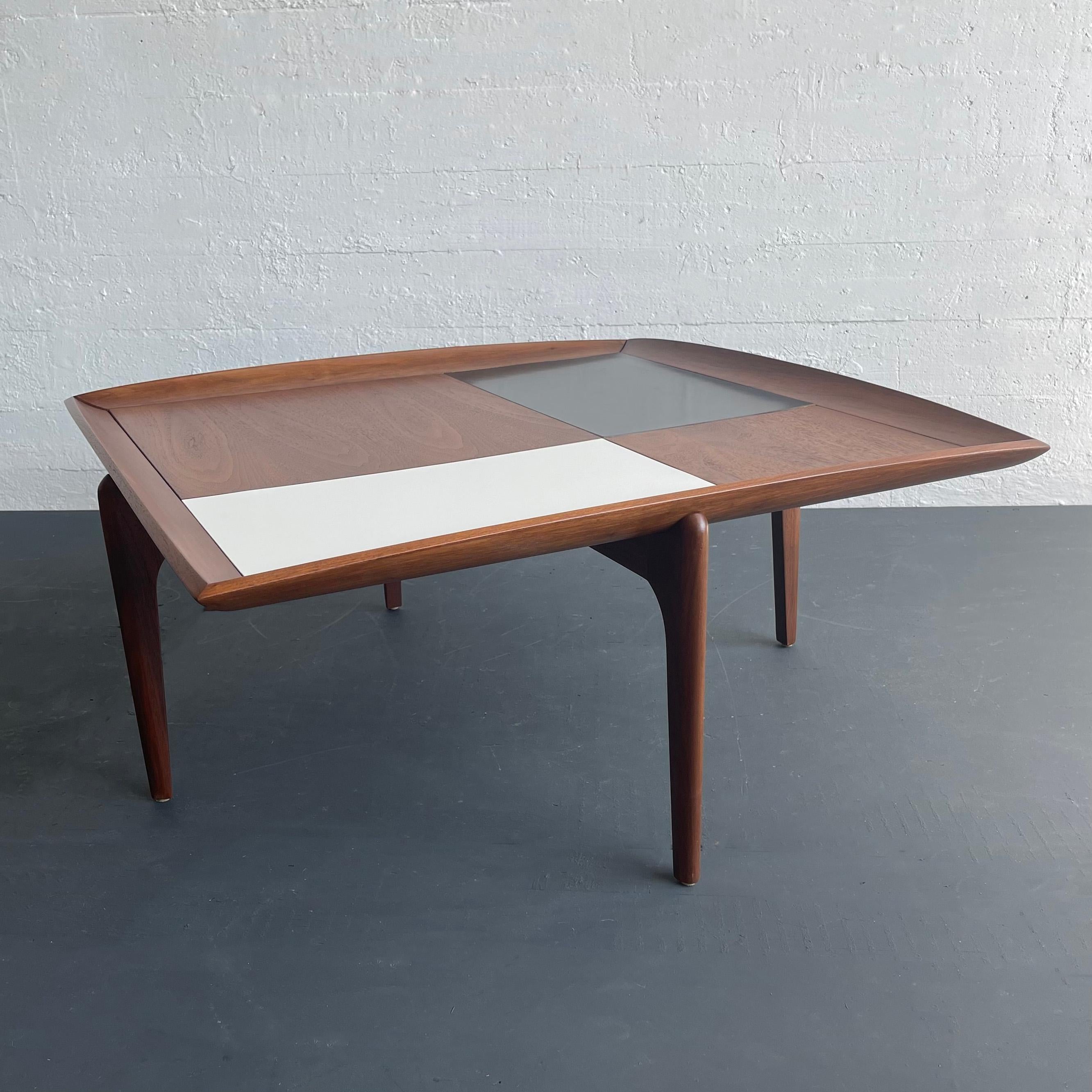 John Keal For Brown-Saltman Square Walnut And Laminate Checkered Coffee Table 1