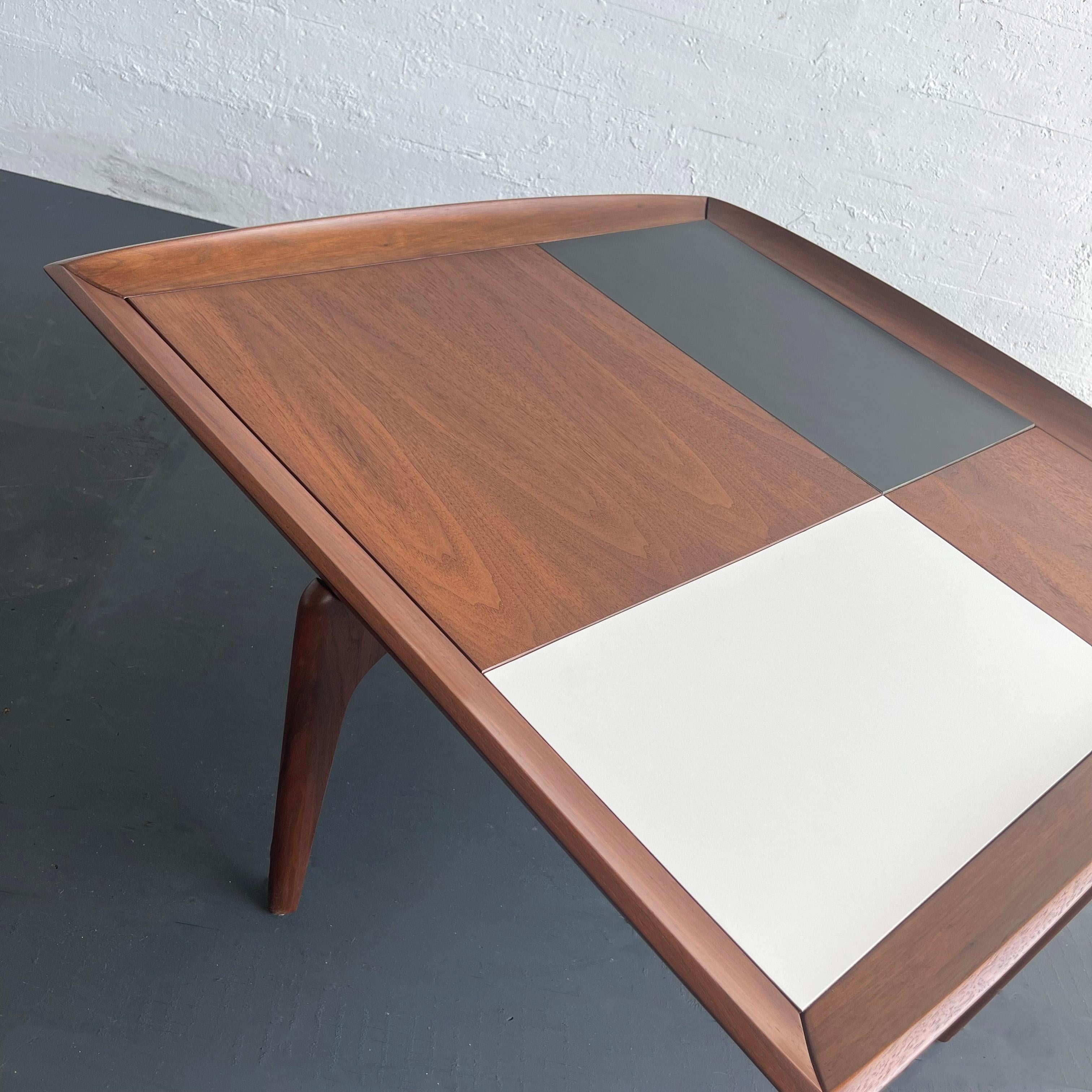 John Keal For Brown-Saltman Square Walnut And Laminate Checkered Coffee Table 2