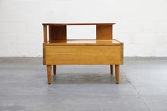John Keal for Brown Saltman Two-Tiered Tambour Storage Corner Table, Signed