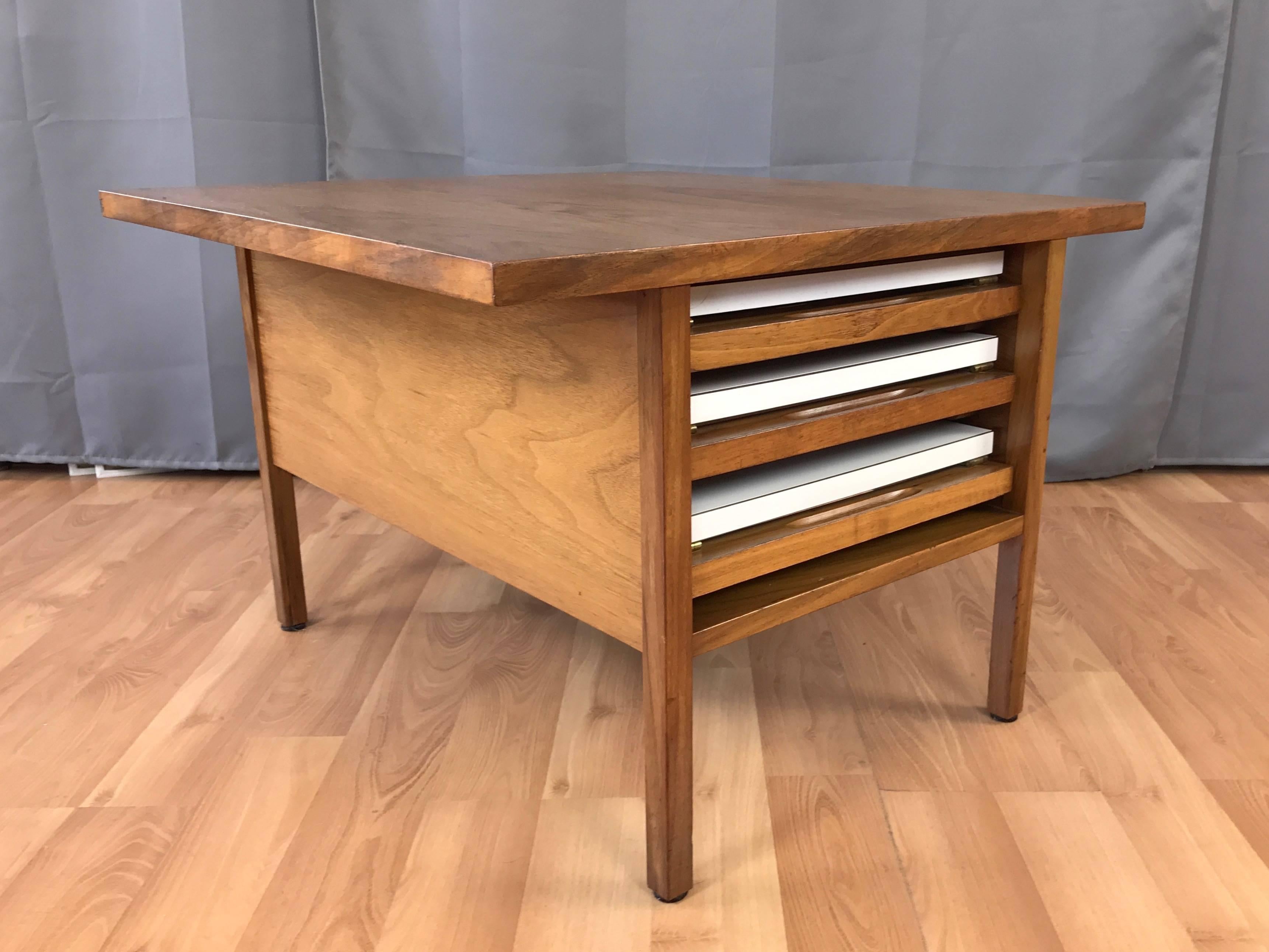 Mid-Century Modern John Keal for Brown-Saltman Walnut and Laminate Folding Table Set
