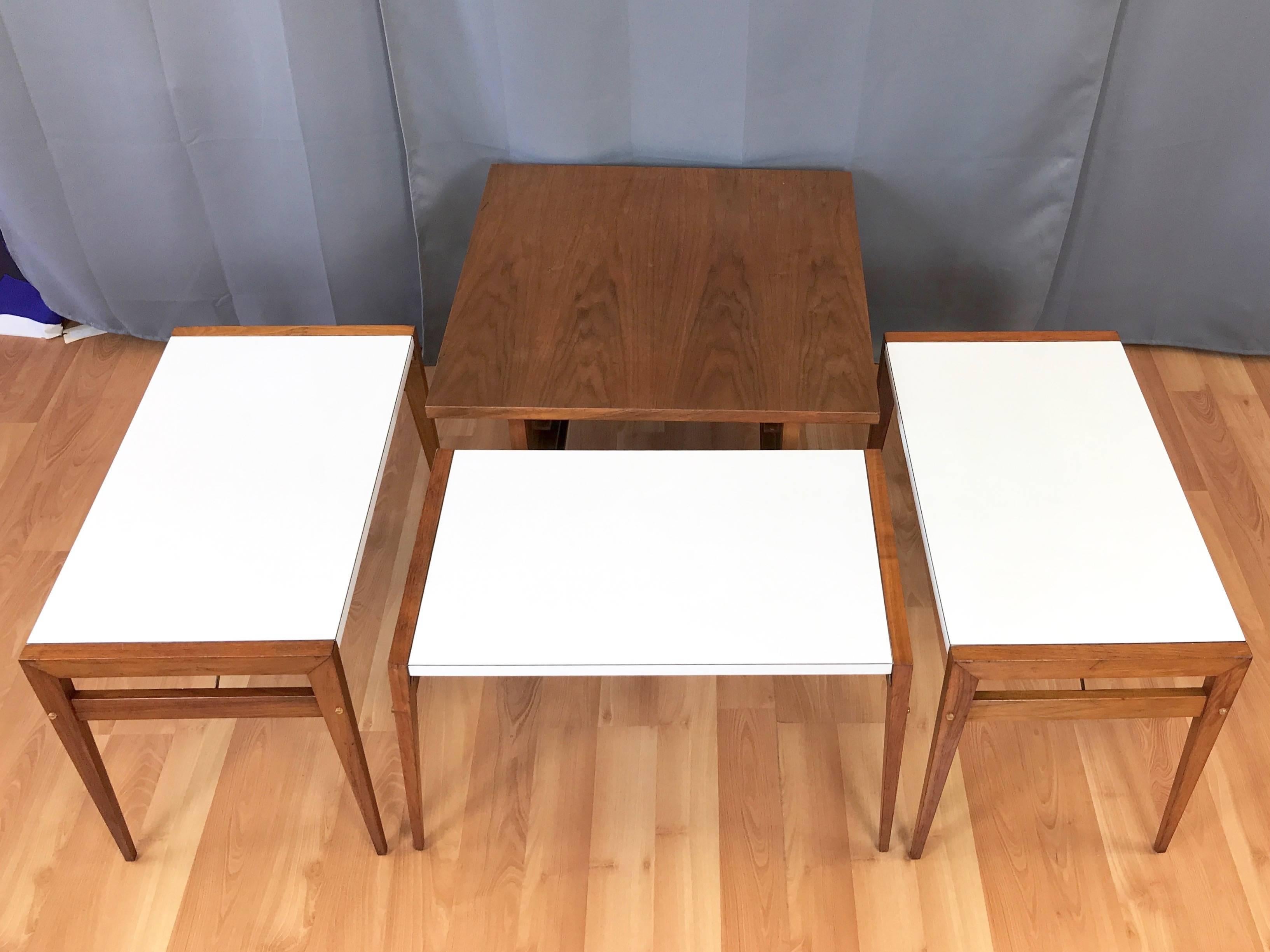 John Keal for Brown-Saltman Walnut and Laminate Folding Table Set In Good Condition In San Francisco, CA
