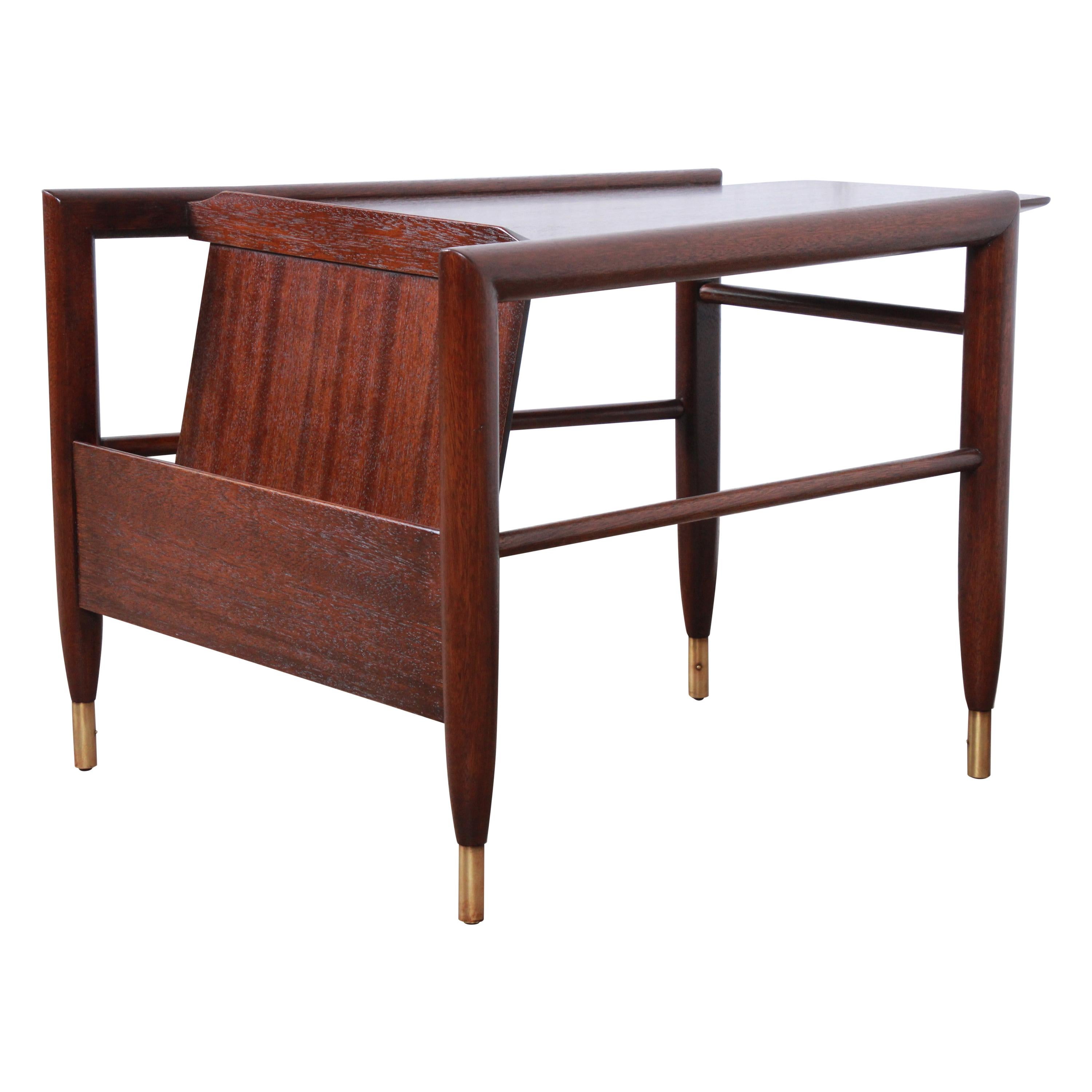 Magazine Side Table with Drawer in Mahogany by John Keal for Brown