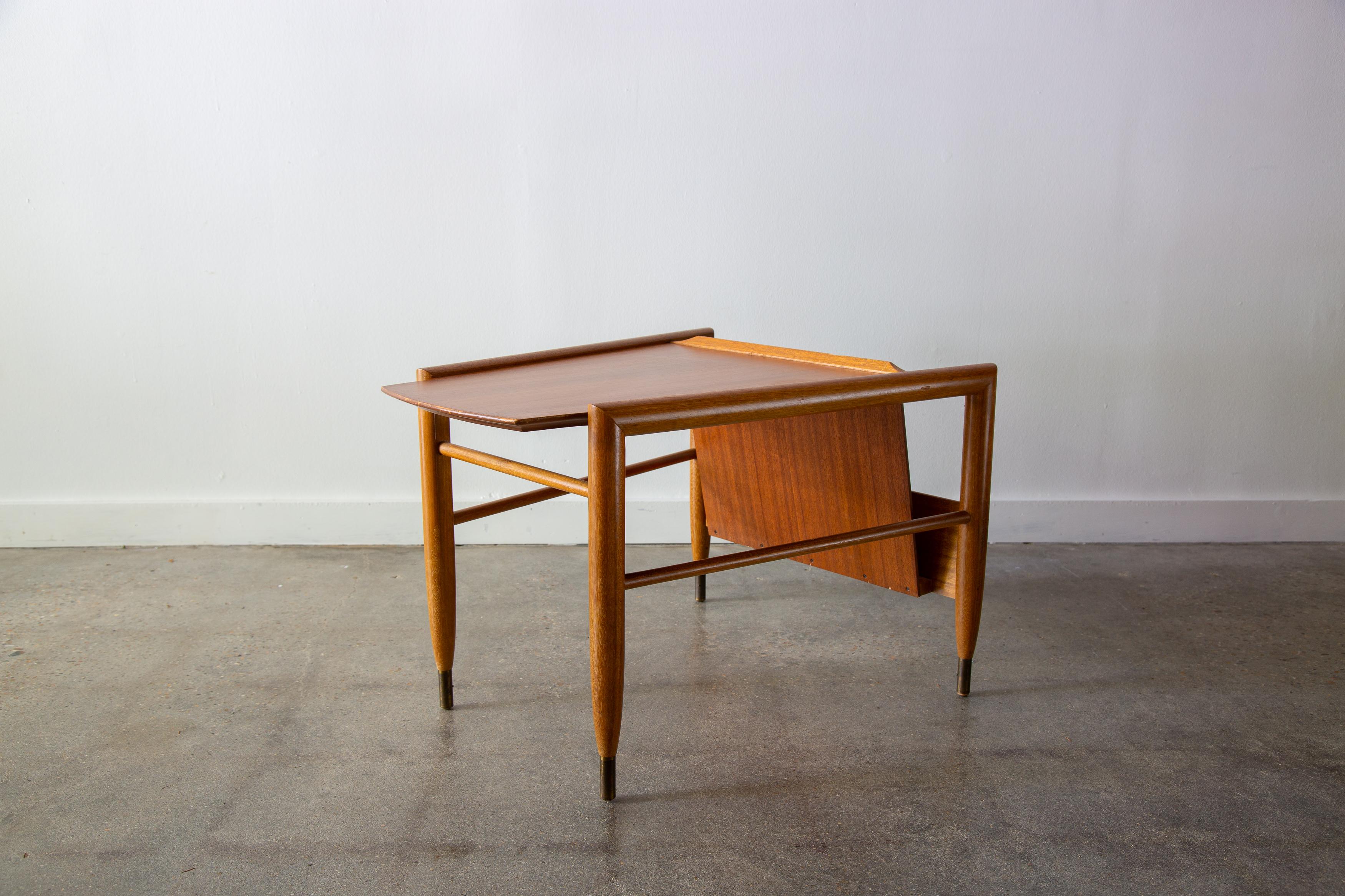 Mid-20th Century John Keal for Brown Saltman Wedge Table with Magazine Rack mid century modern