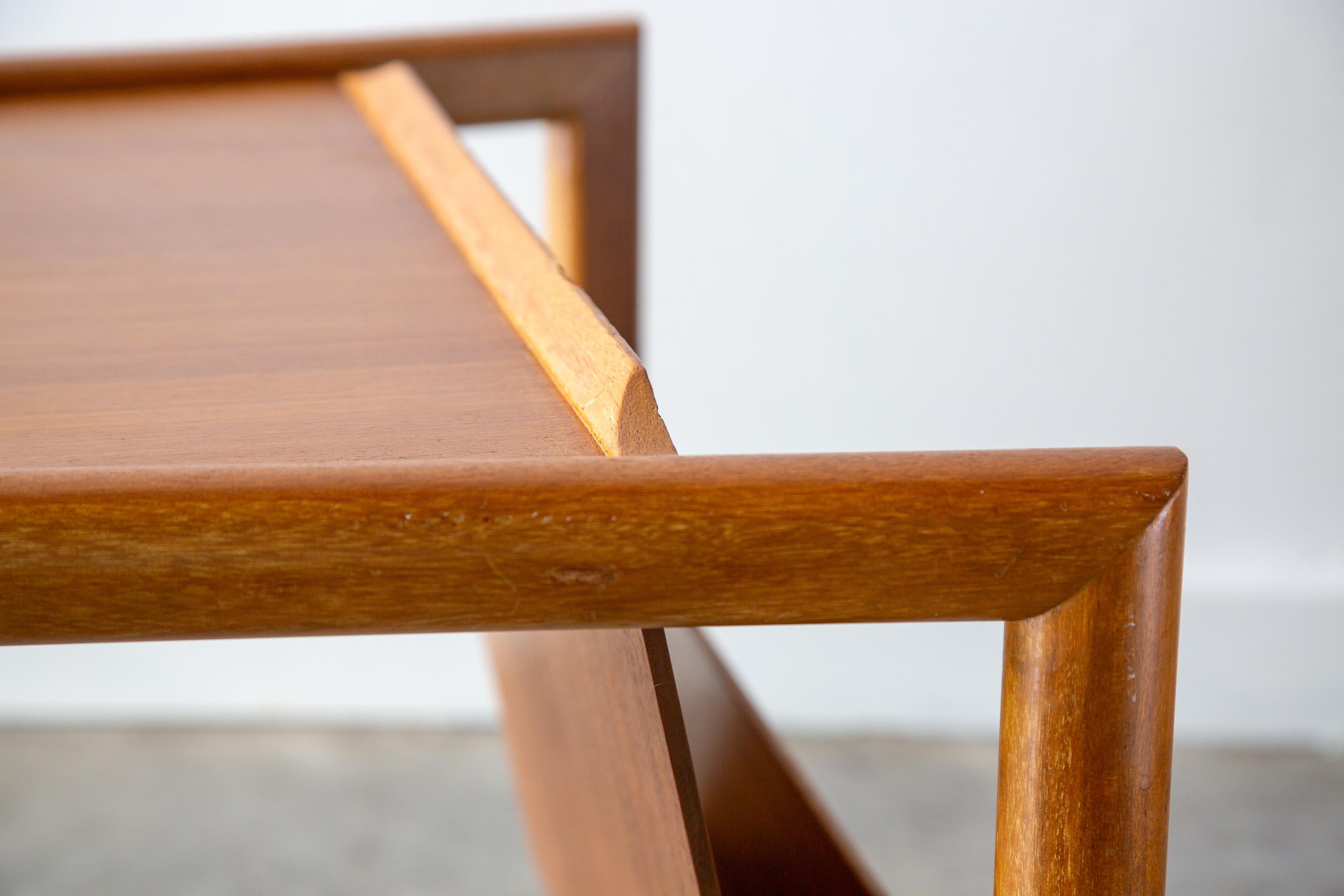 John Keal for Brown Saltman Wedge Table with Magazine Rack mid century modern 1