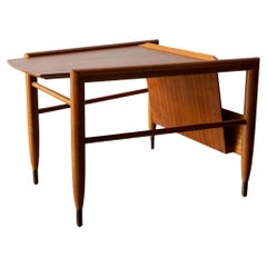 John Keal for Brown Saltman Wedge Table with Magazine Rack mid century modern