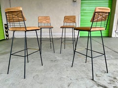 John Keal Iron + Leather Bar Stools for Thinline of California